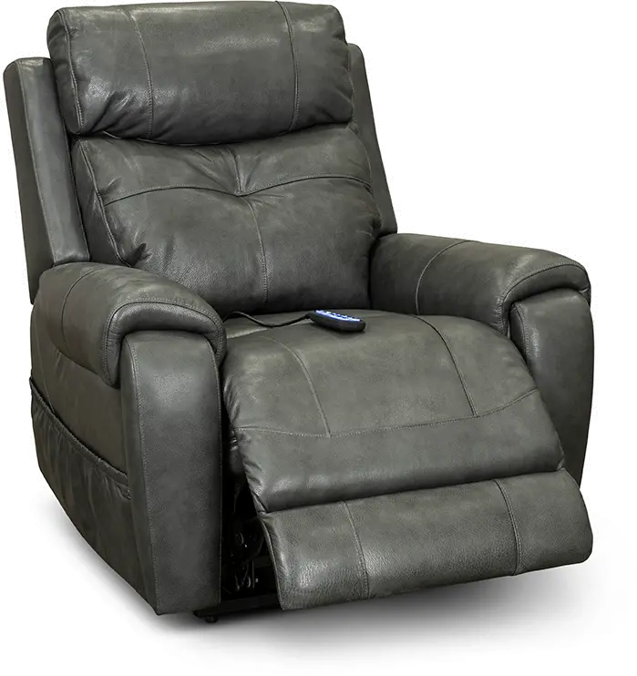 Gray Leather Power Lift Recliner with Heat-3