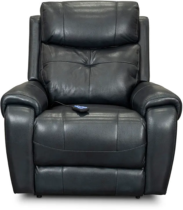Navy Blue Leather Power Lift Recliner with Heat-2