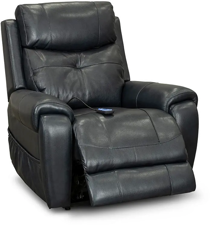 Navy Blue Leather Power Lift Recliner with Heat-3