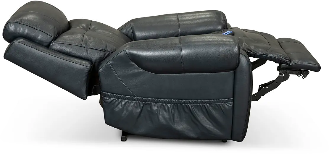 Navy Blue Leather Power Lift Recliner with Heat-4