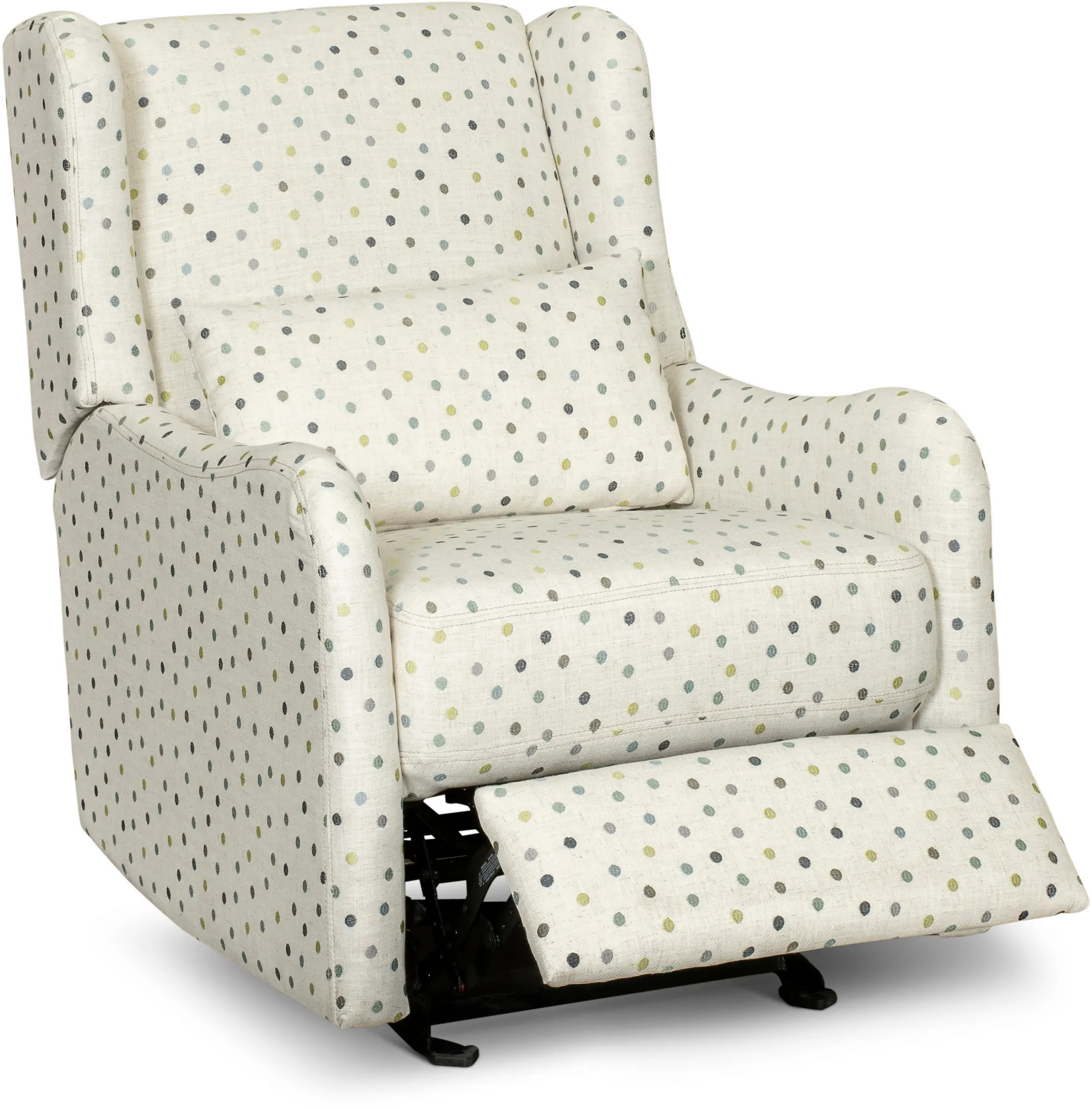 Dots Cream, Green and Blue Polka Dot Power Glider Recliner-3