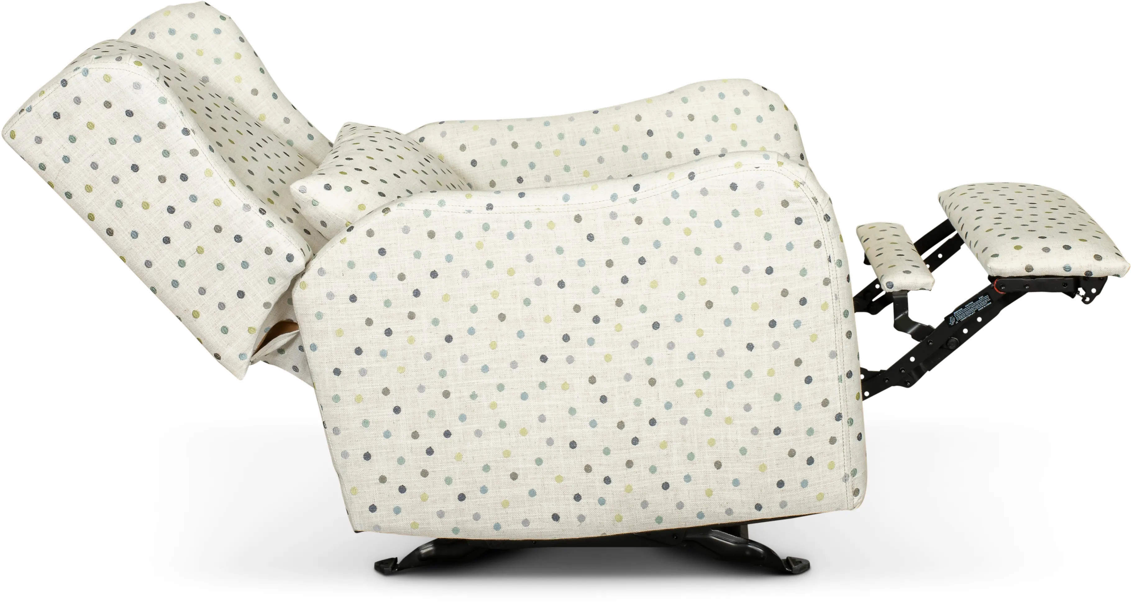 Dots Cream, Green and Blue Polka Dot Power Glider Recliner-4