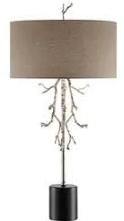 Transitional Marble Silver and Black Table Lamp-1