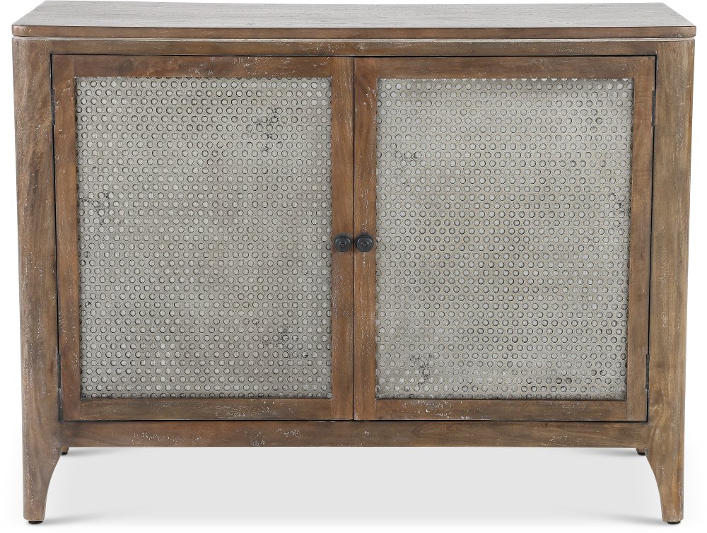 Timberwood Console with Two Perforated Metal Doors - Graves