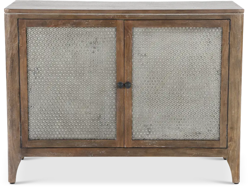 Timberwood Console with Two Perforated Metal Doors - Graves