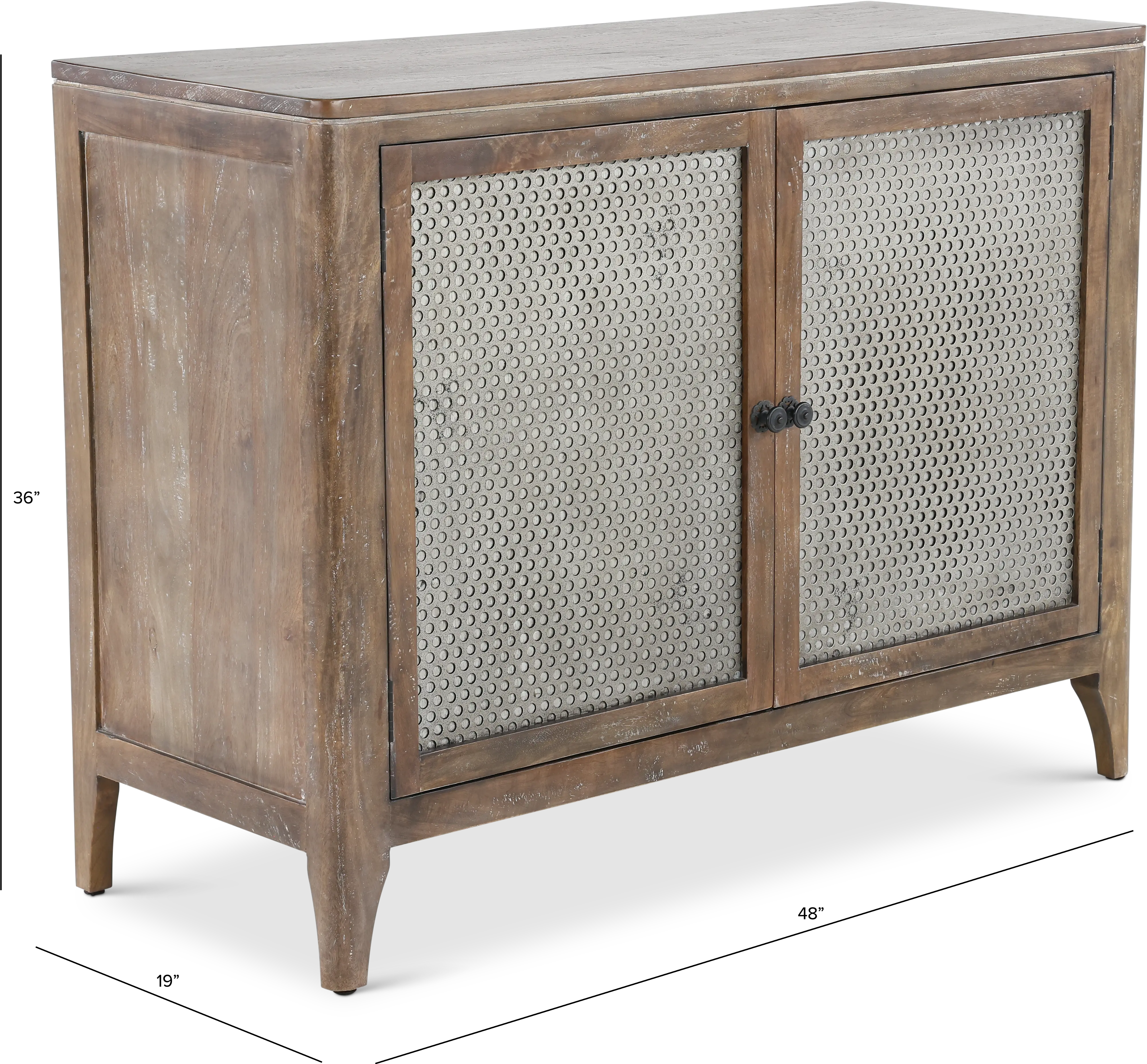 Timberwood Console with Two Perforated Metal Doors - Graves-3