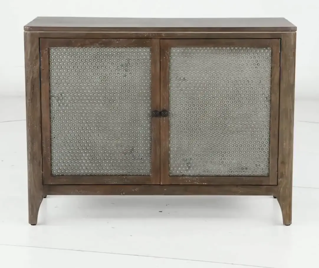 Timberwood Console with Two Perforated Metal Doors - Graves-4