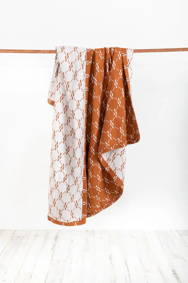 Juliet Copper XL Muslin Quilt Blanket