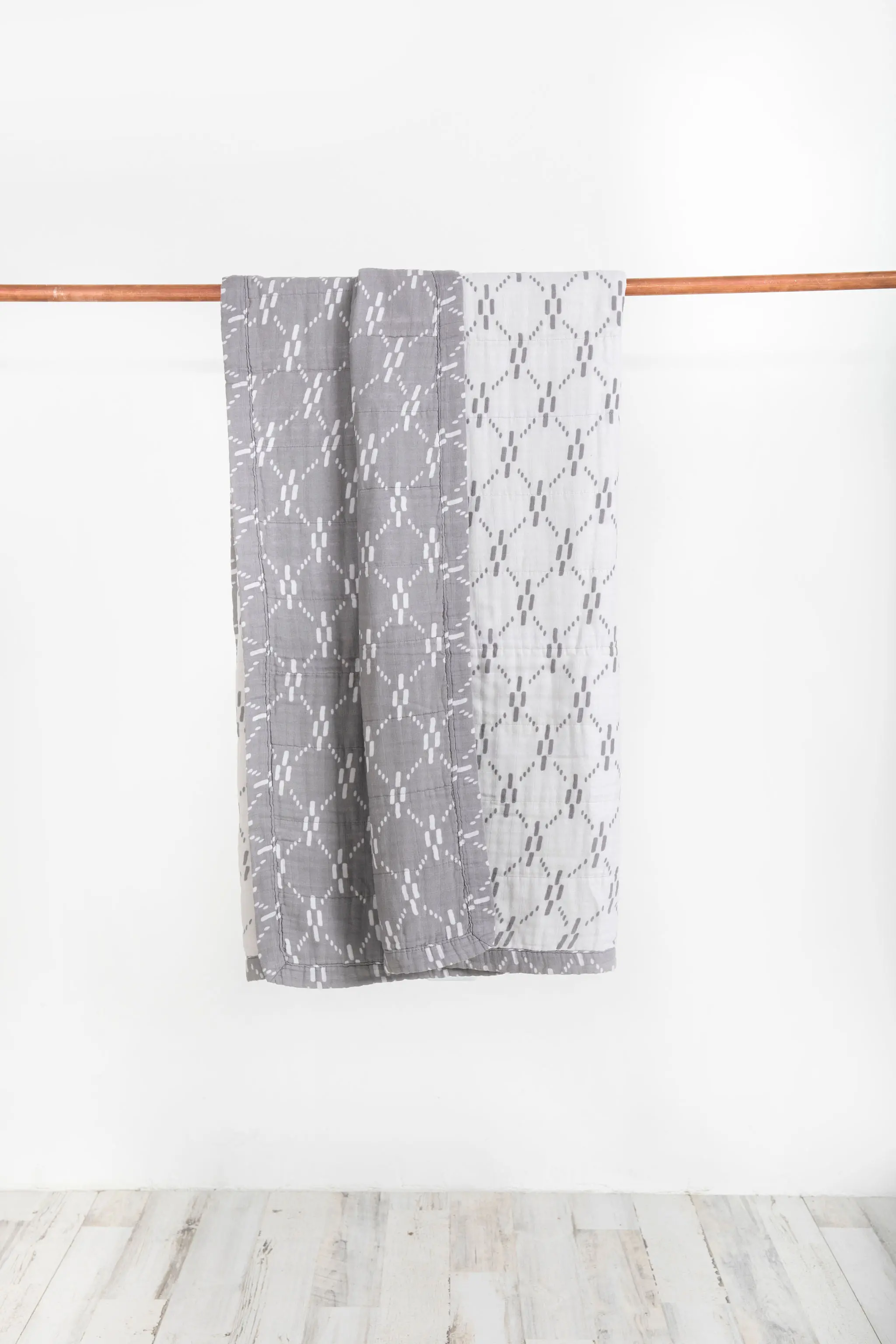 Silver and White XL Muslin Quilt Blanket - Juliet-1
