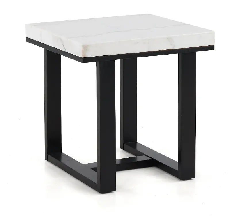 Lucca Black and White Marble End Table