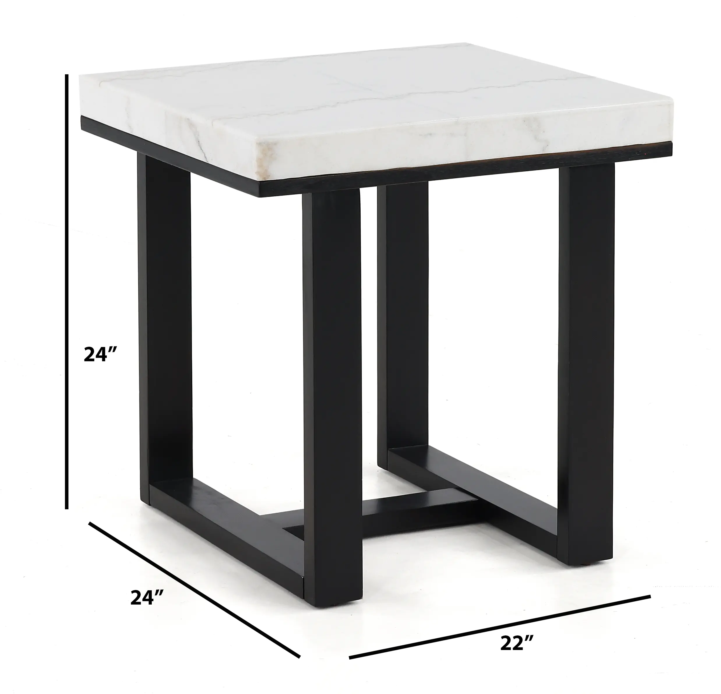 Lucca Black and White Marble End Table-3