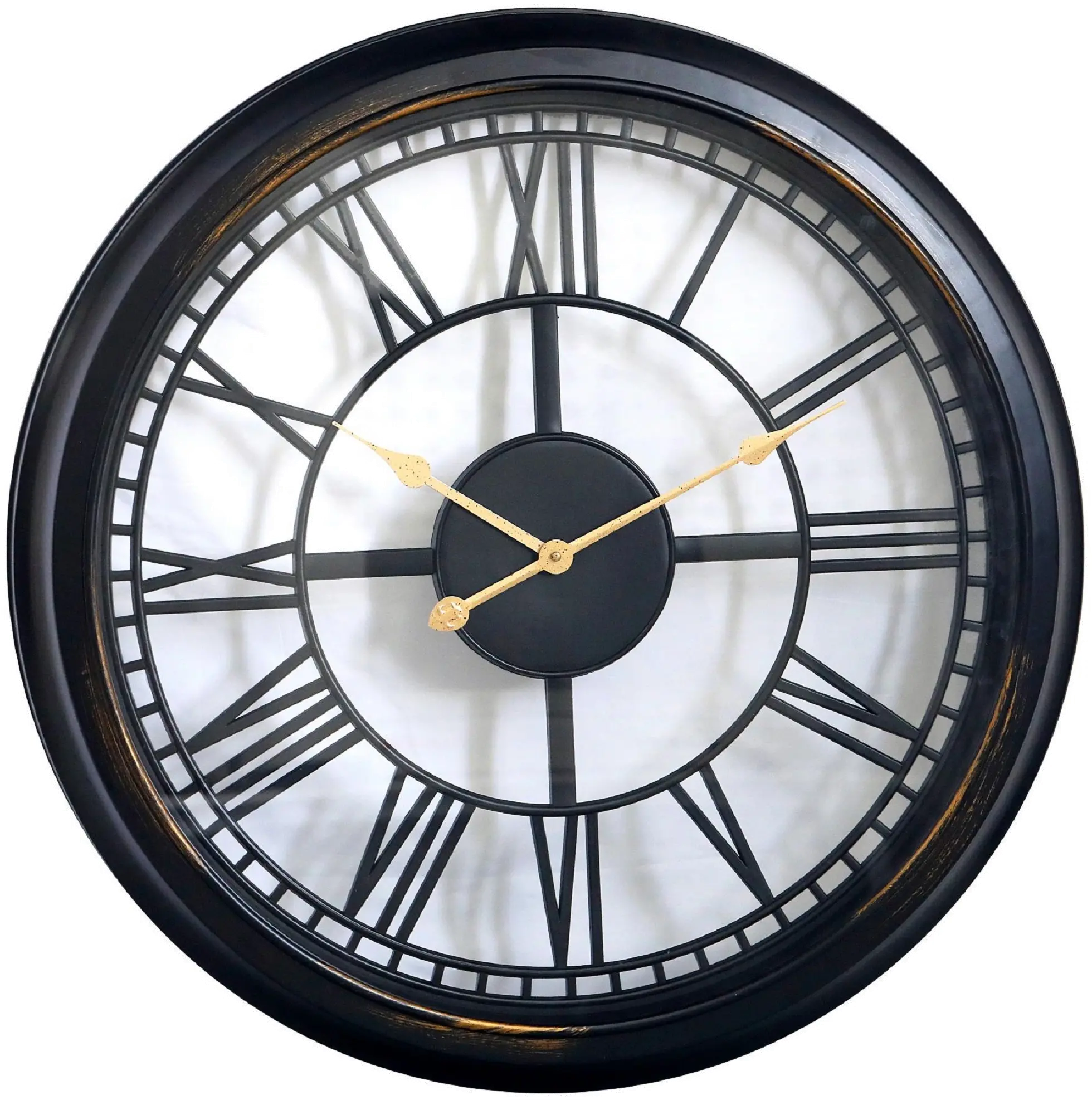 30 Inch Open Dial Black Wall Clock with Roman Numerals-1