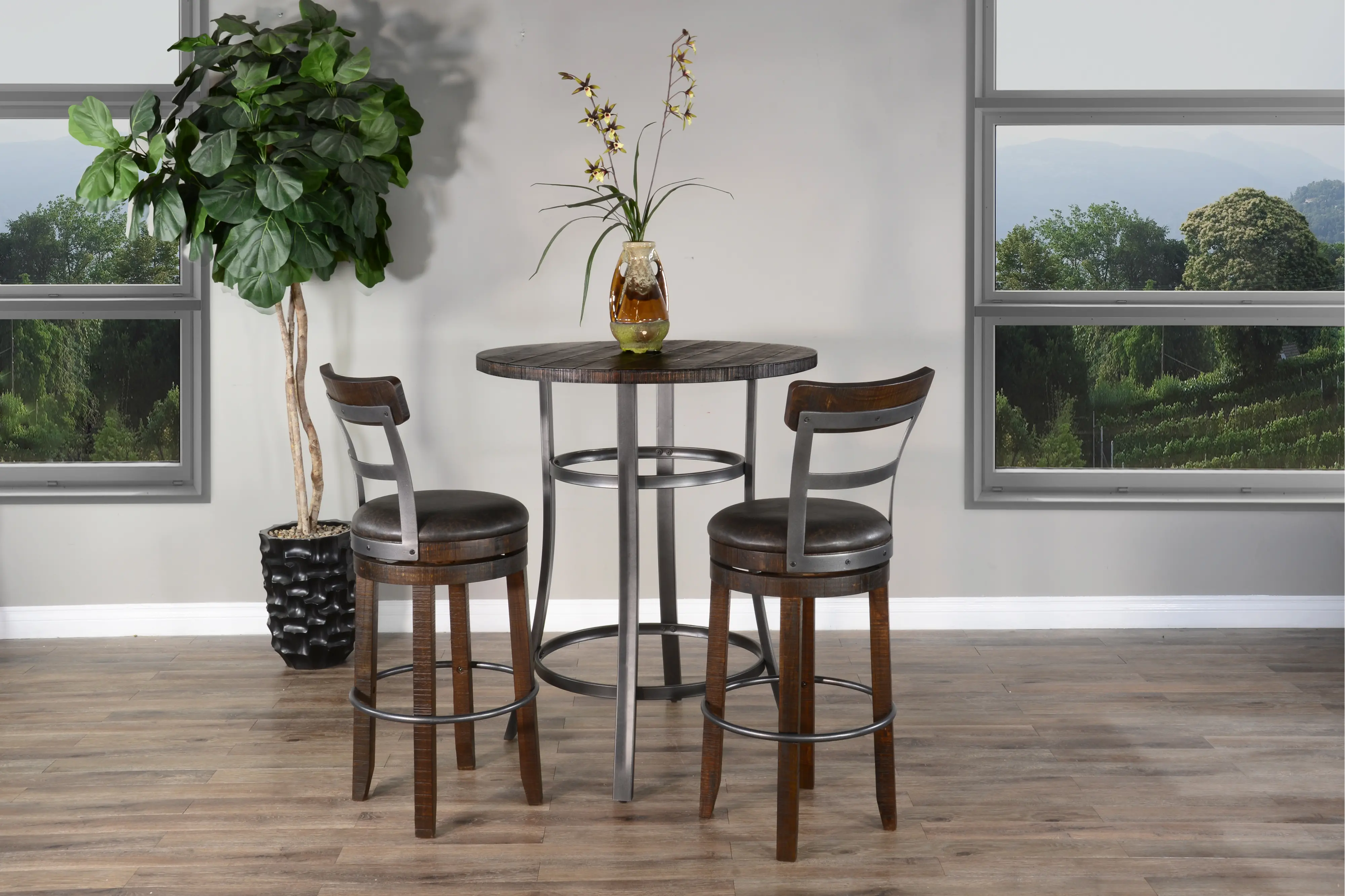 Barrel Dark Brown 42 Inch Pub Table-2
