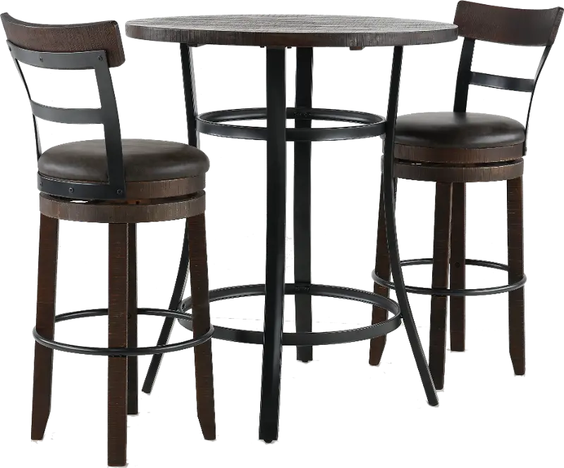 Barrel Dark Brown 3 Piece Pub Set