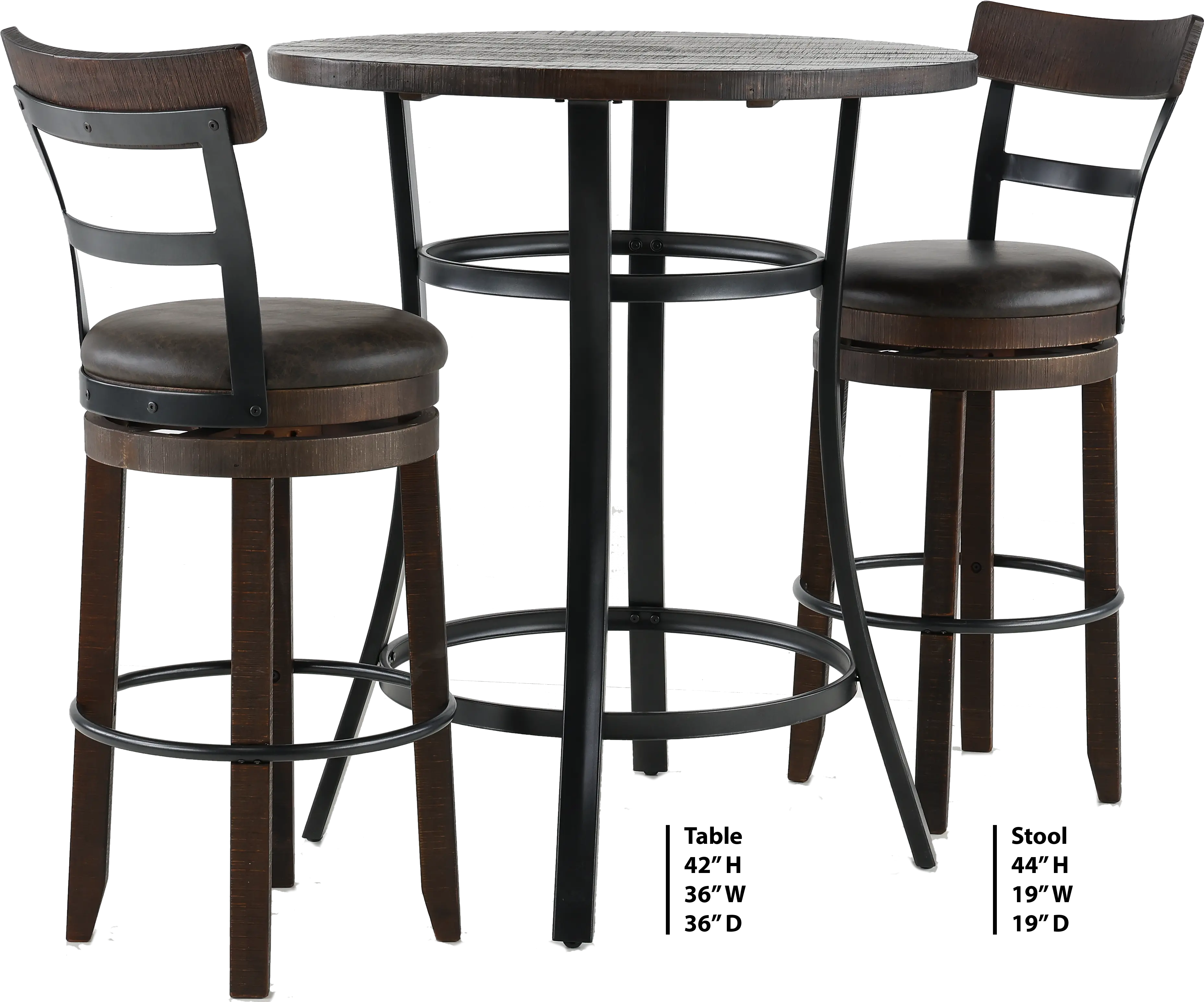 Barrel Dark Brown 3 Piece Pub Set-3