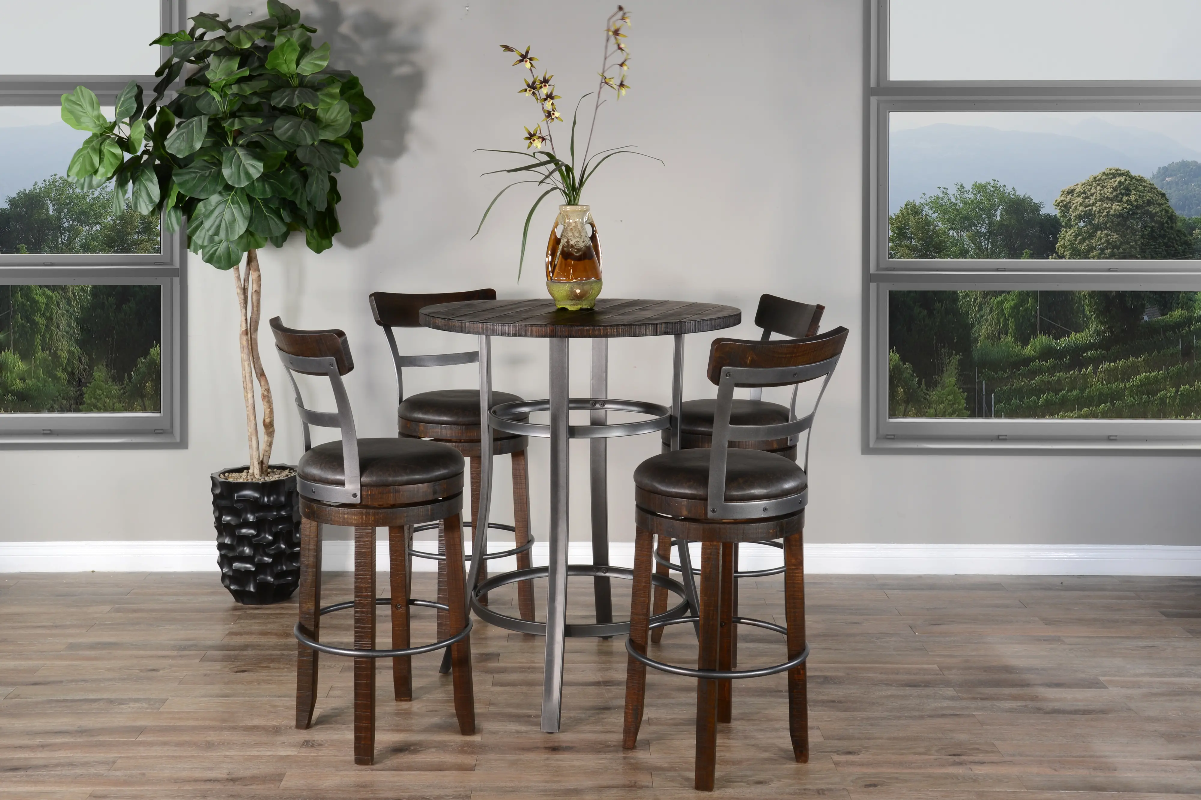 Barrel Dark Brown 3 Piece Pub Set-2