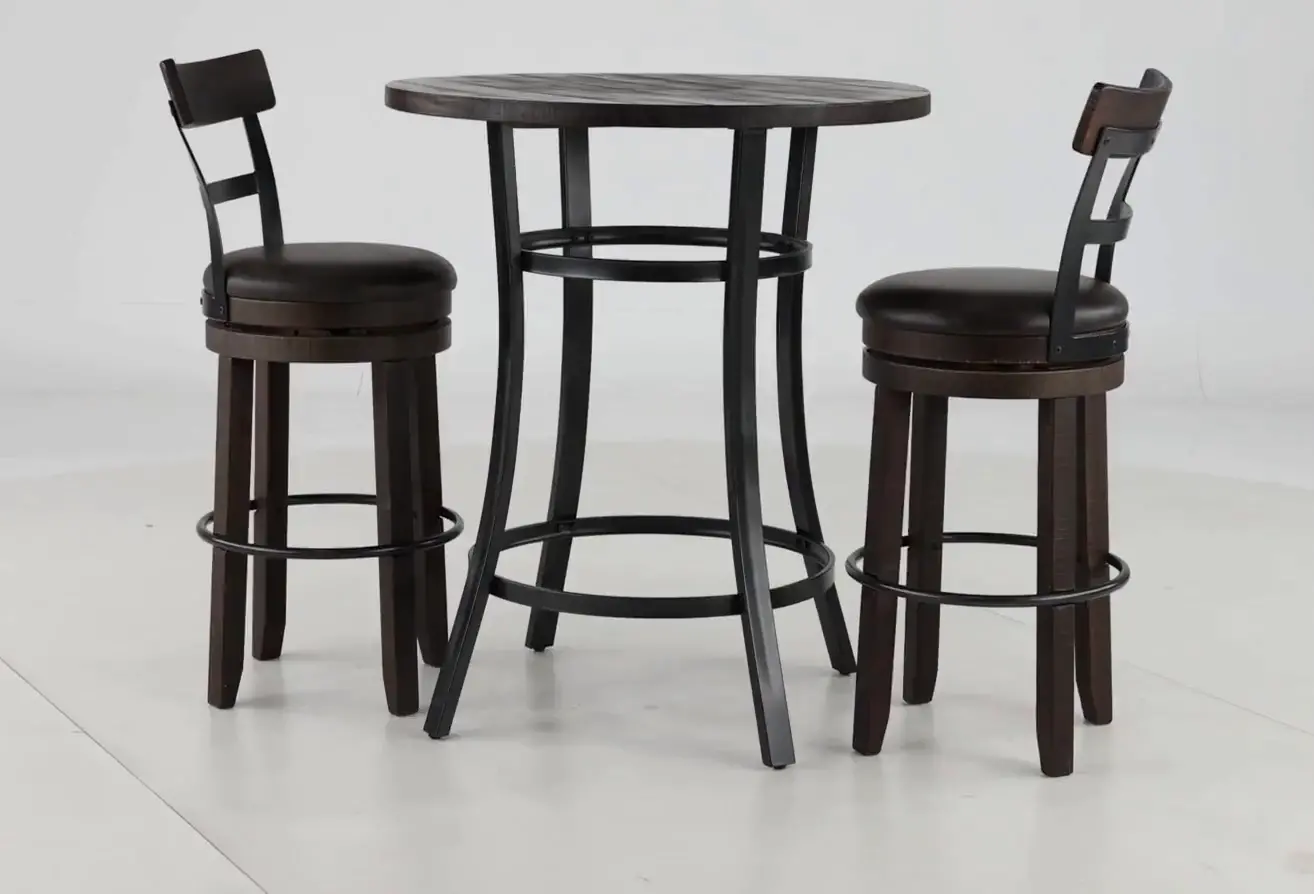 Barrel Dark Brown 3 Piece Pub Set-7