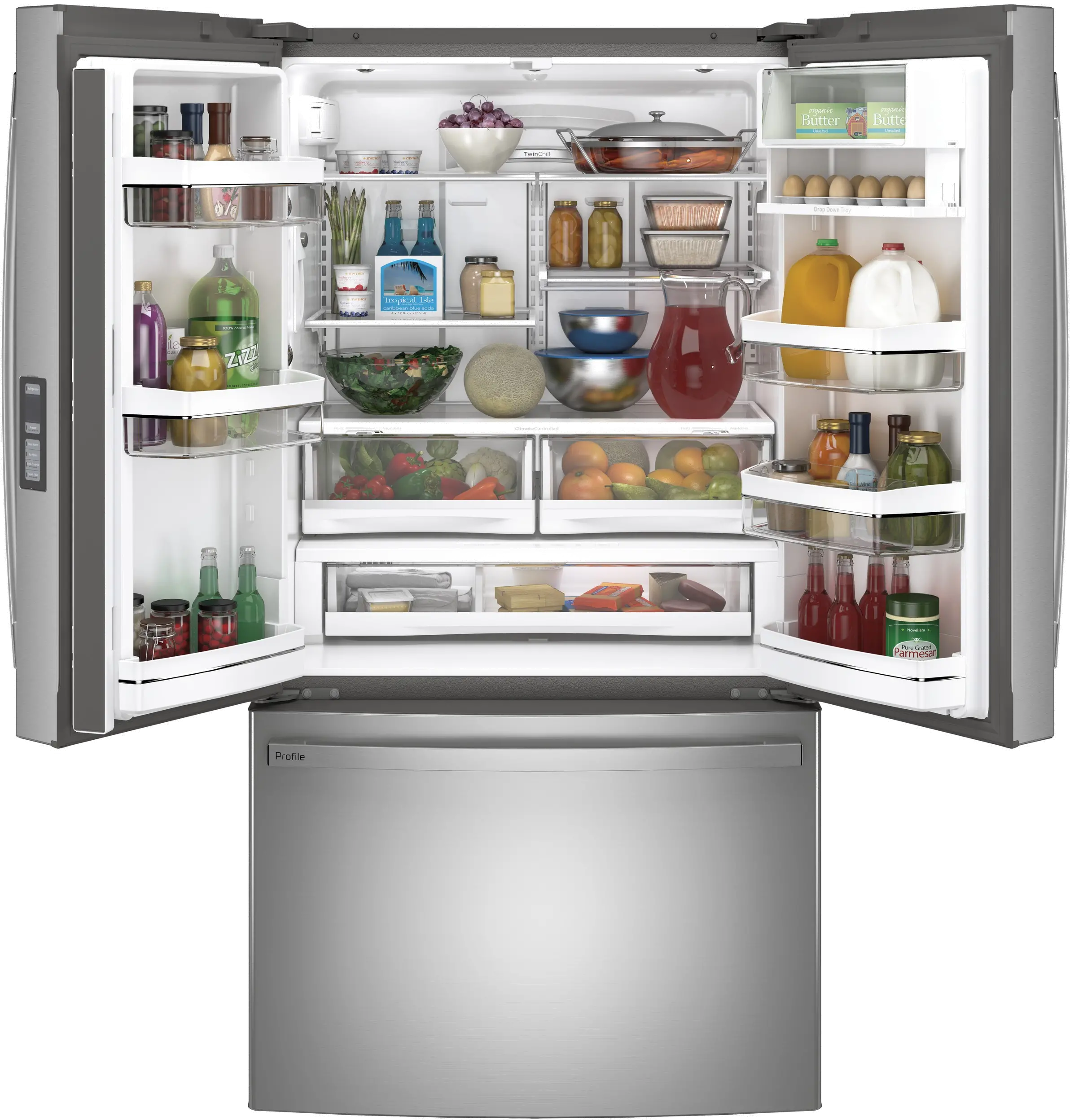 PWE23KYNFS GE Profile 23.1 cu ft French Door Refrigerator - Counter Depth Stainless Steel-1