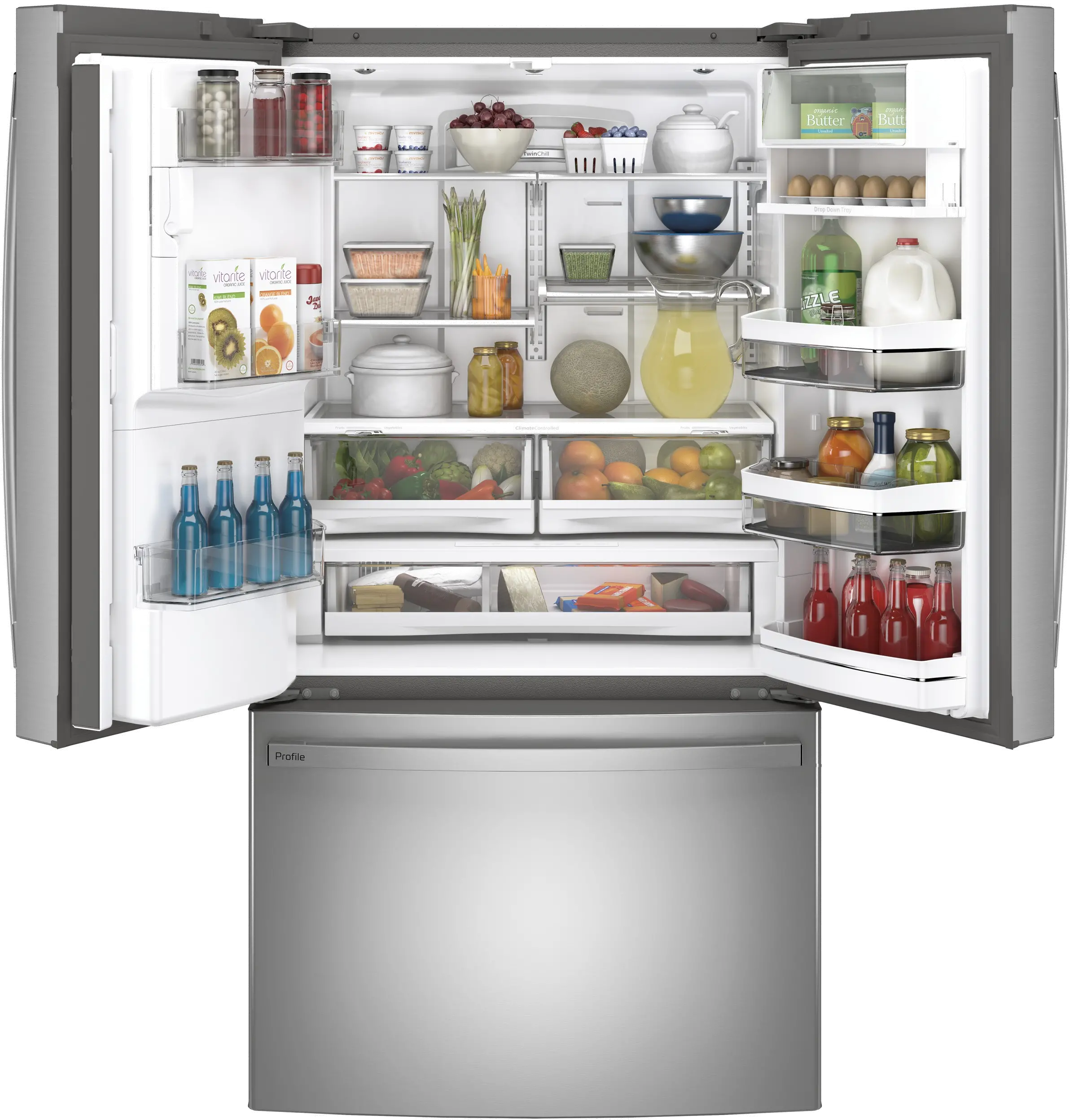 PYE22KYNFS GE Profile 22 cu ft  French Door Refrigerator - Counter Depth Stainless Steel-1