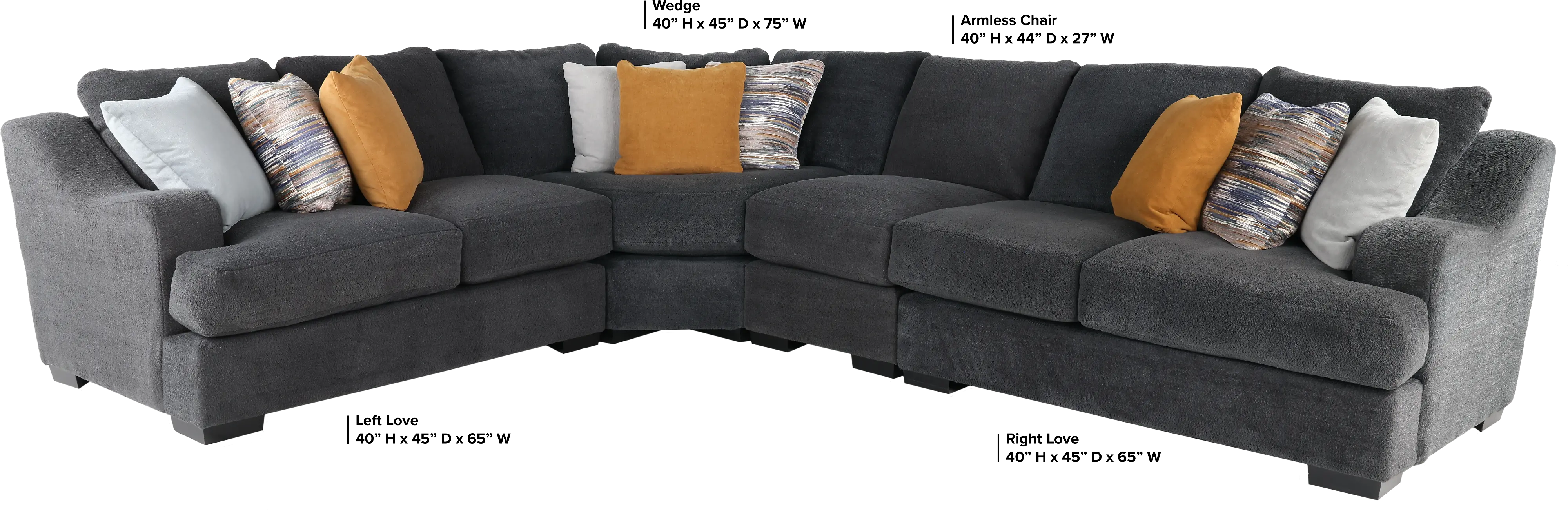 4PC/CHLNGR/GRPHT/OP3 Challenger Gray 4 Piece Sectional-3