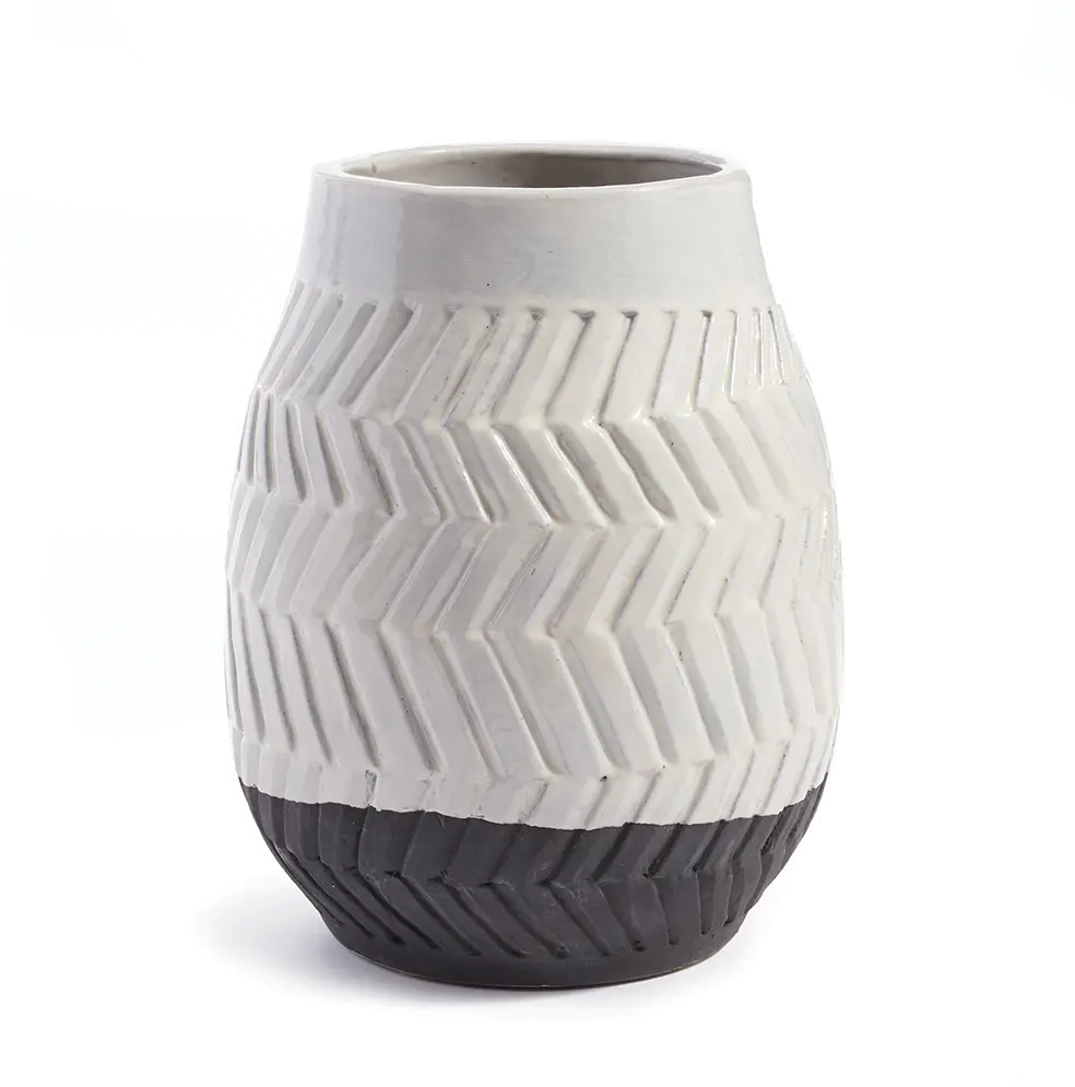 11 Inch White and Slate Gray Glaze Ceramic Vase-1