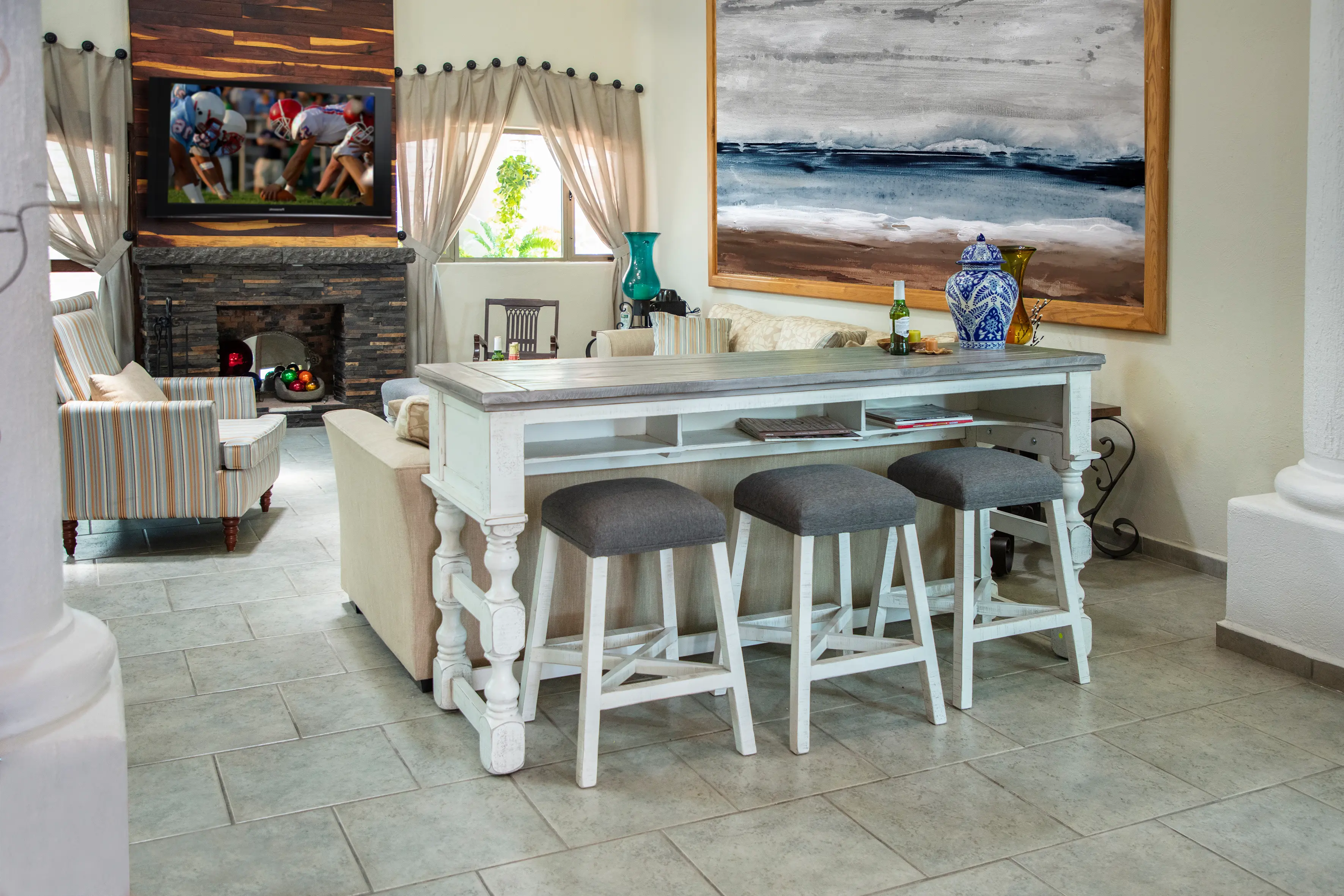 Stone White Console Table-2