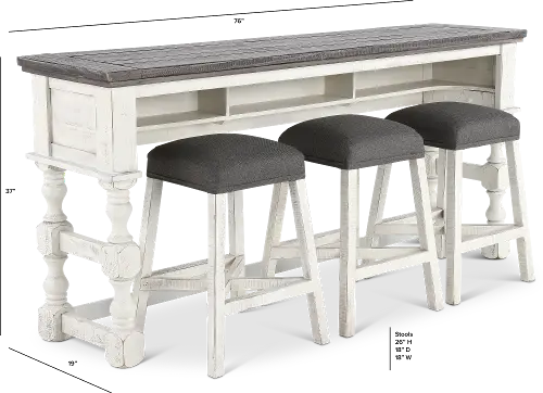 Stone White Wash Console Table with Stools RC Willey