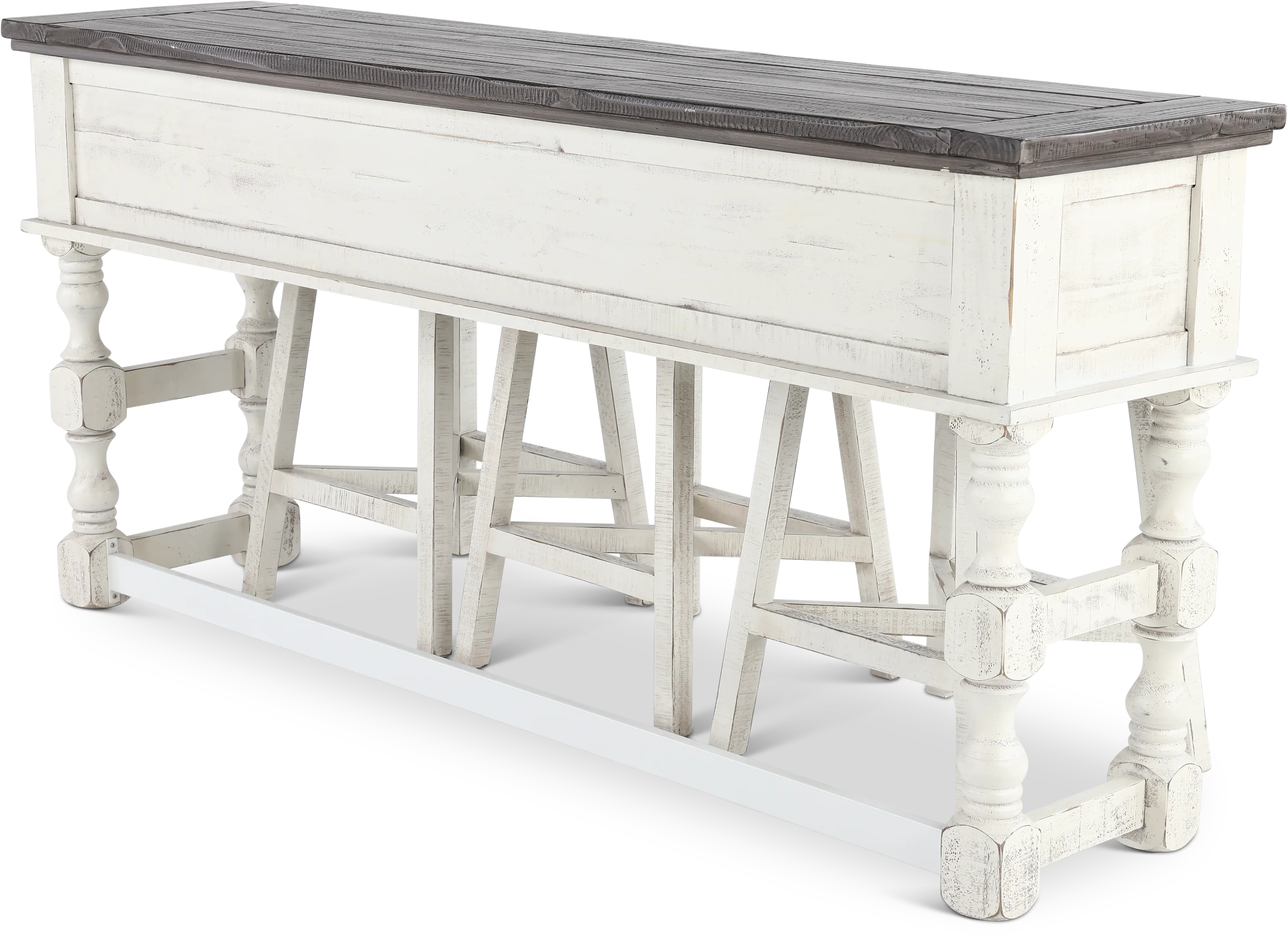 Stone White Wash Console Table with 3 Stools-6