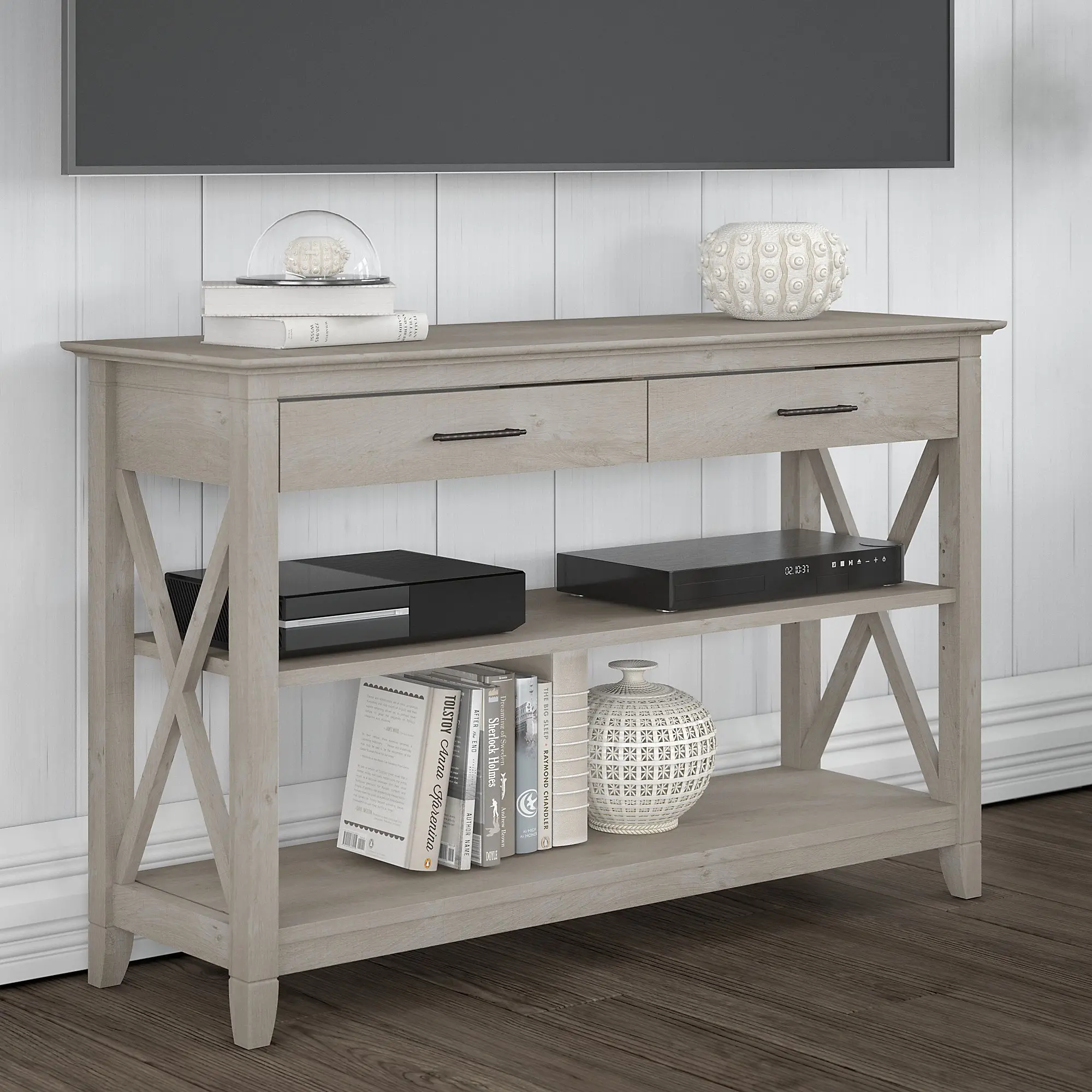 KWT248WG-03 Key West Washed Gray Sofa Table - Bush Furniture-2