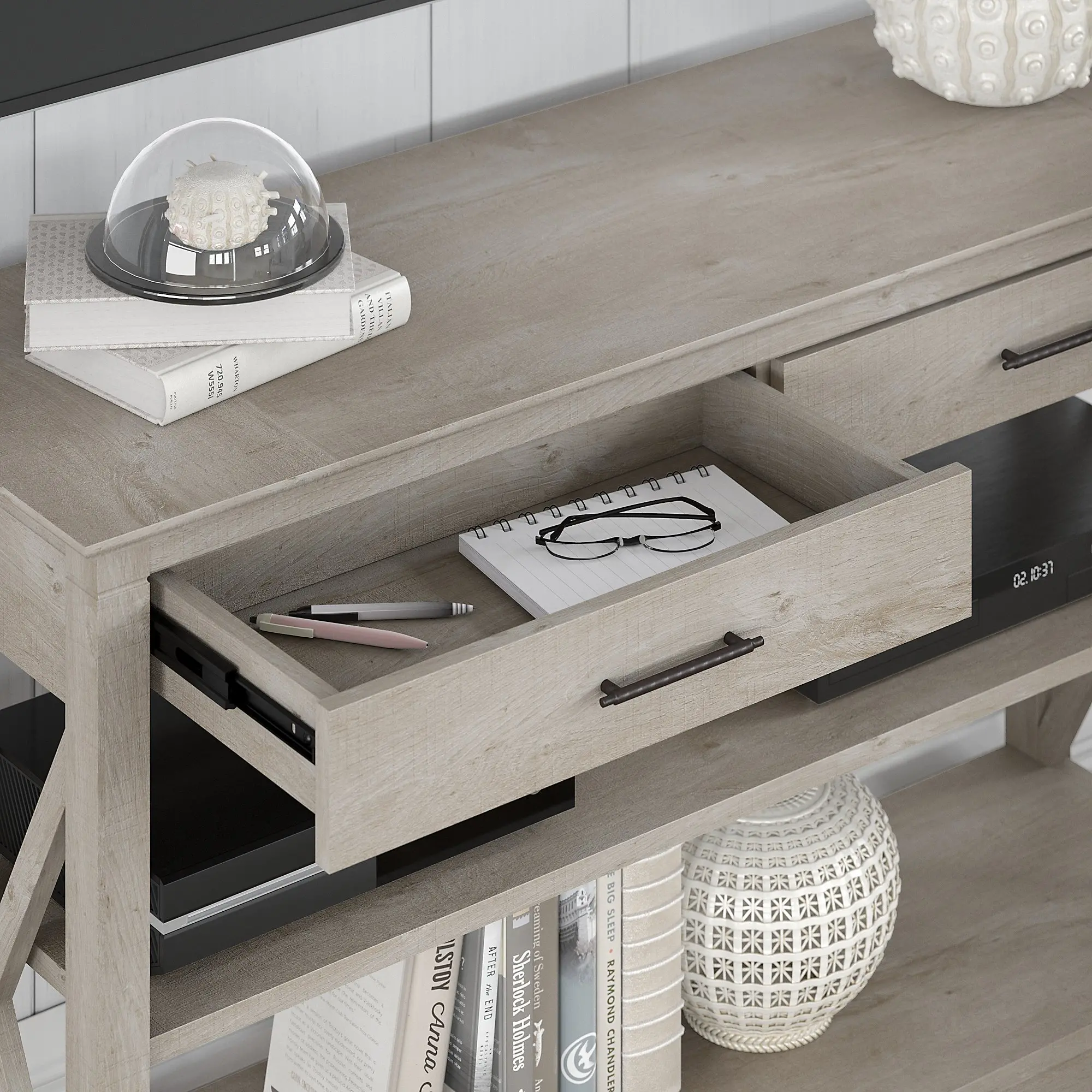 KWT248WG-03 Key West Washed Gray Sofa Table - Bush Furniture-3