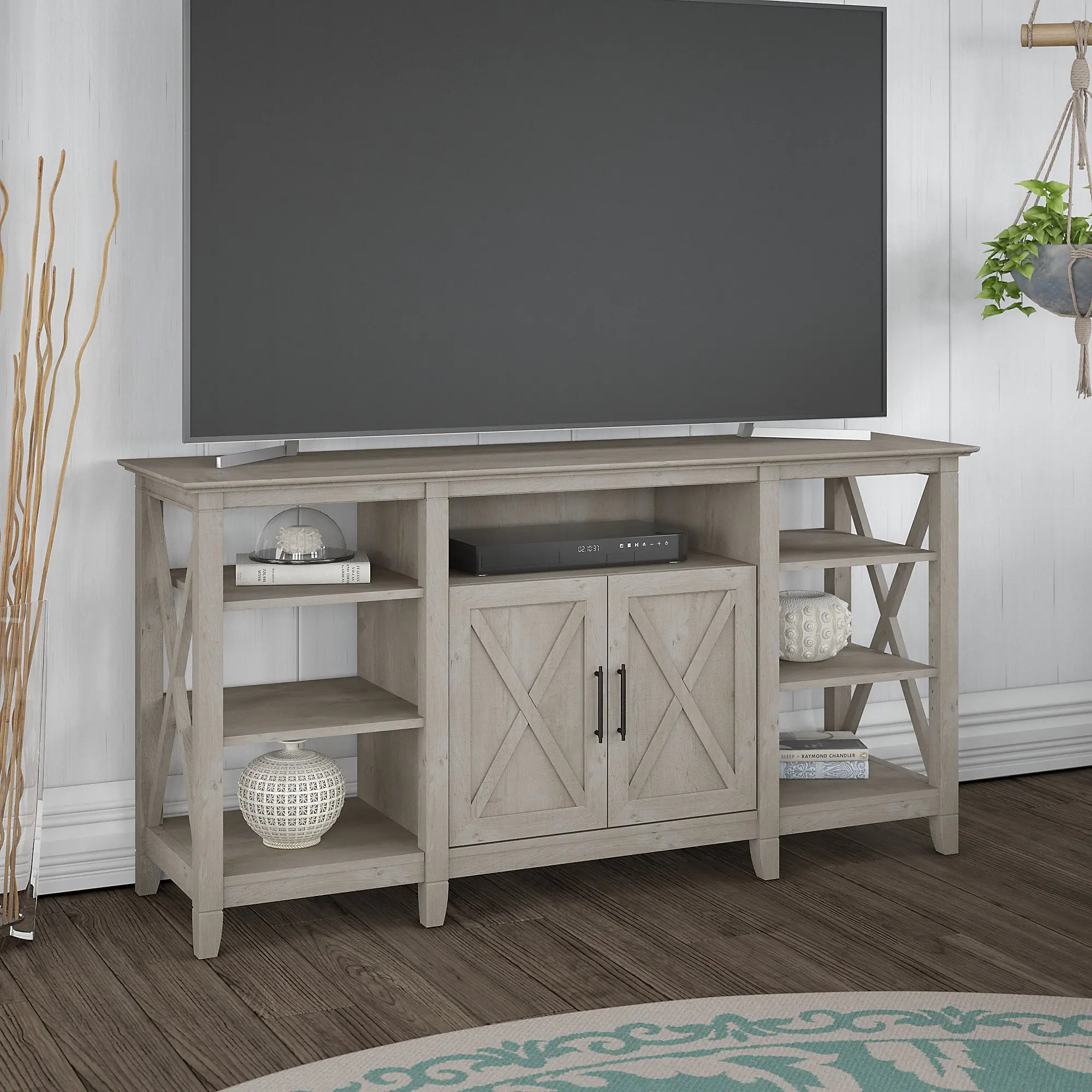 KWV160WG-03 Key West Washed Gray 60  TV Stand - Bush Furniture-2