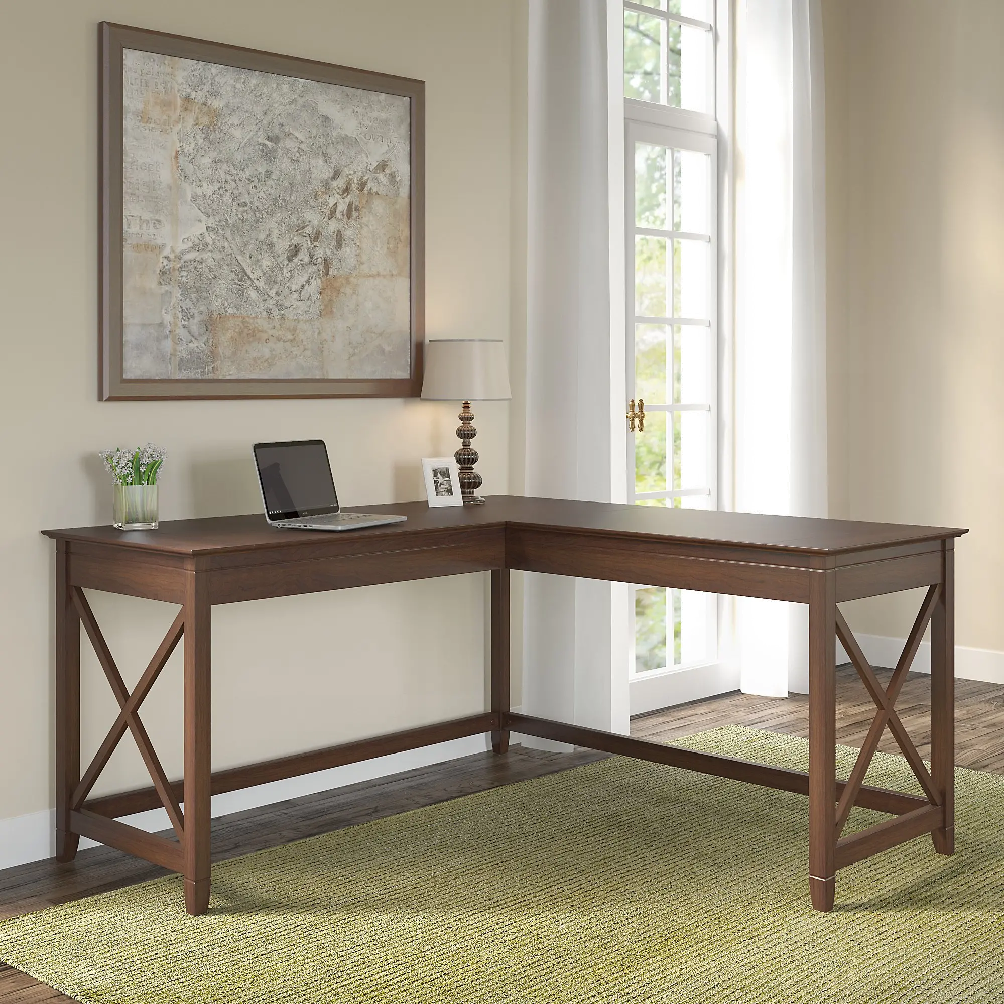 KWD160BC-03 Key West Bing Cherry L-Shaped Desk - Bush Furniture-2