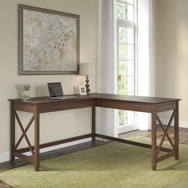 Key West Bing Cherry L-Shaped Desk - Bush Furniture