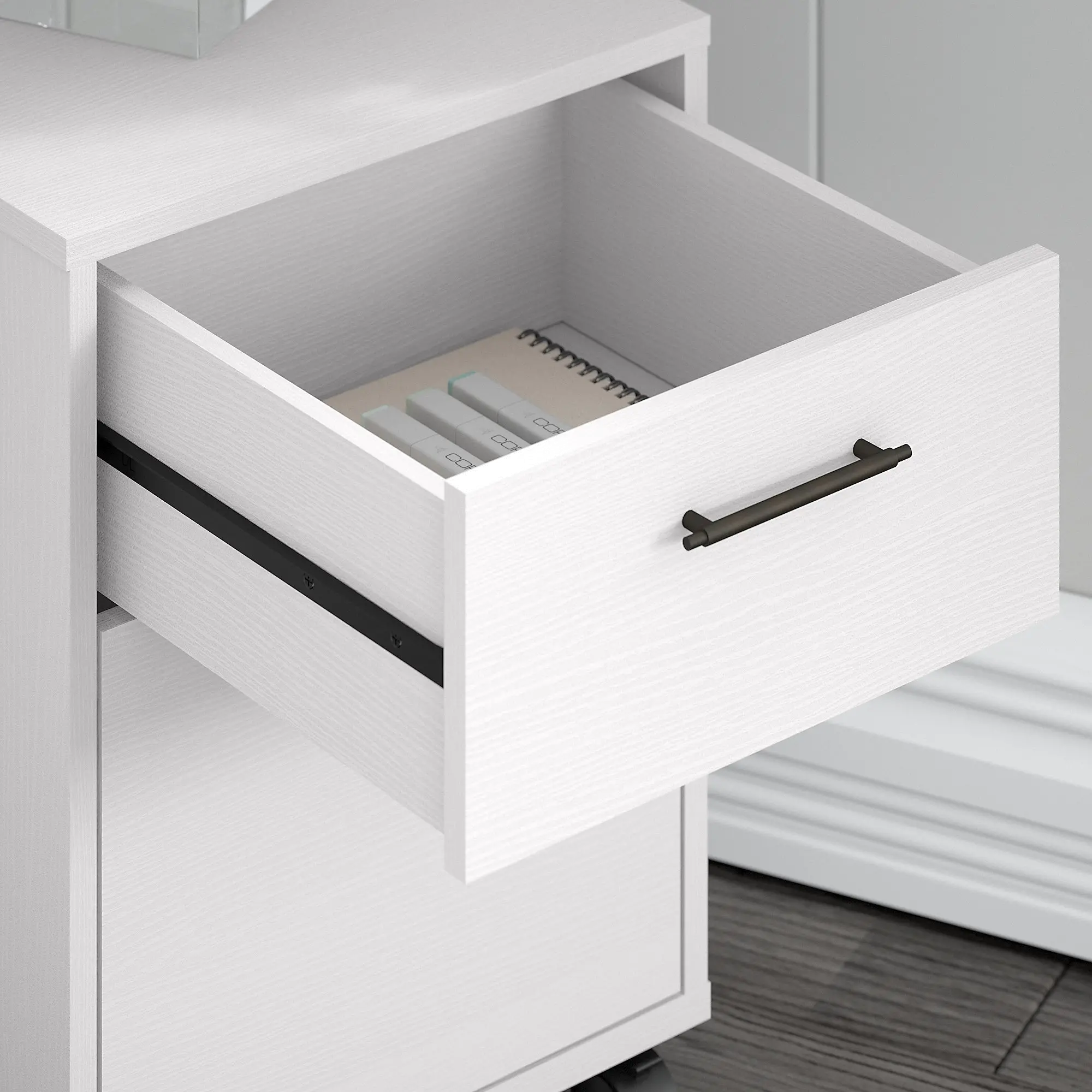 KWF116WT-03 Key West White 2 Drawer Mobile Pedestal - Bush Furniture-4