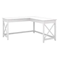 KWD160WT-03 Cabot White L-Shaped Desk with Hutch