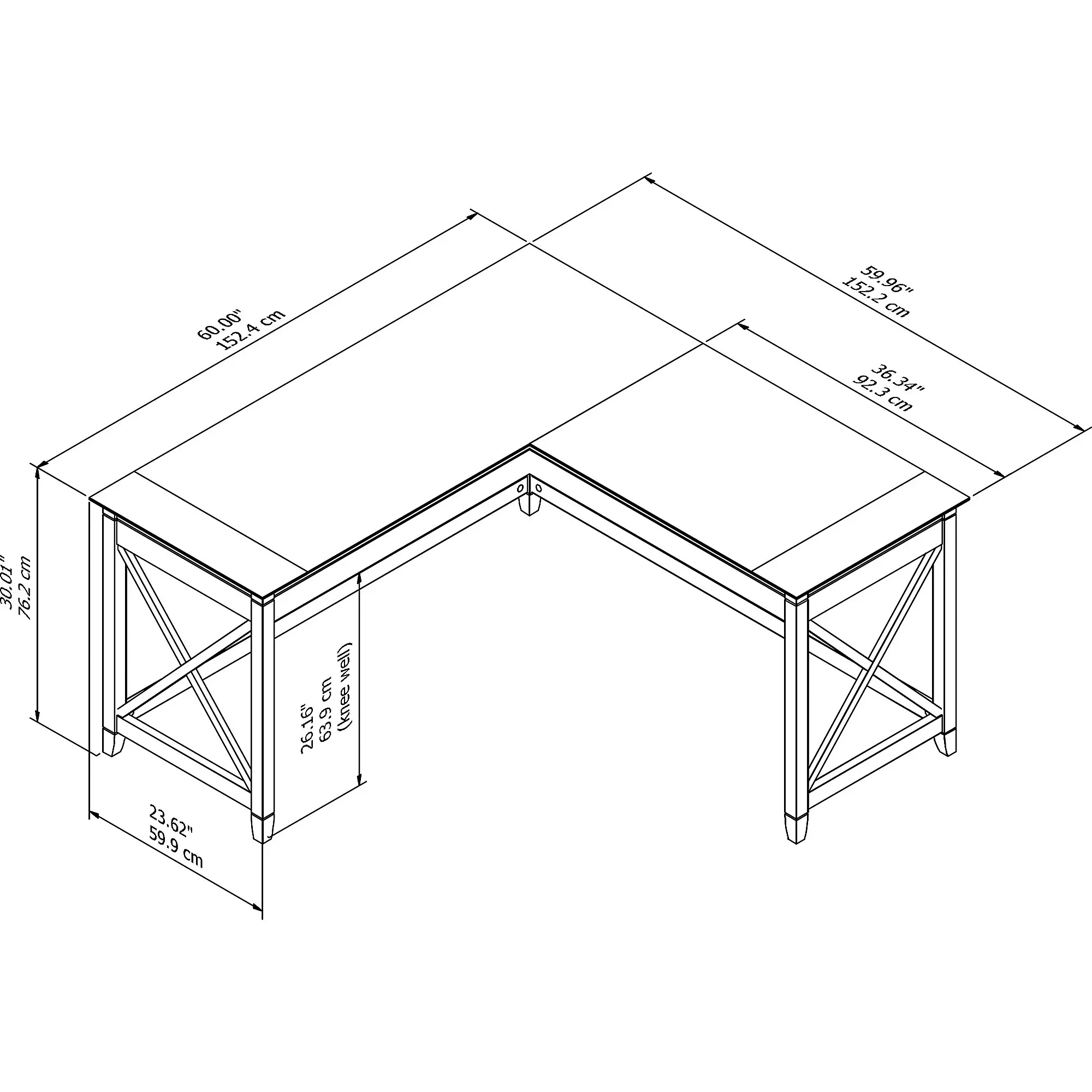 KWD160WT-03 Cabot White L-Shaped Desk with Hutch-3