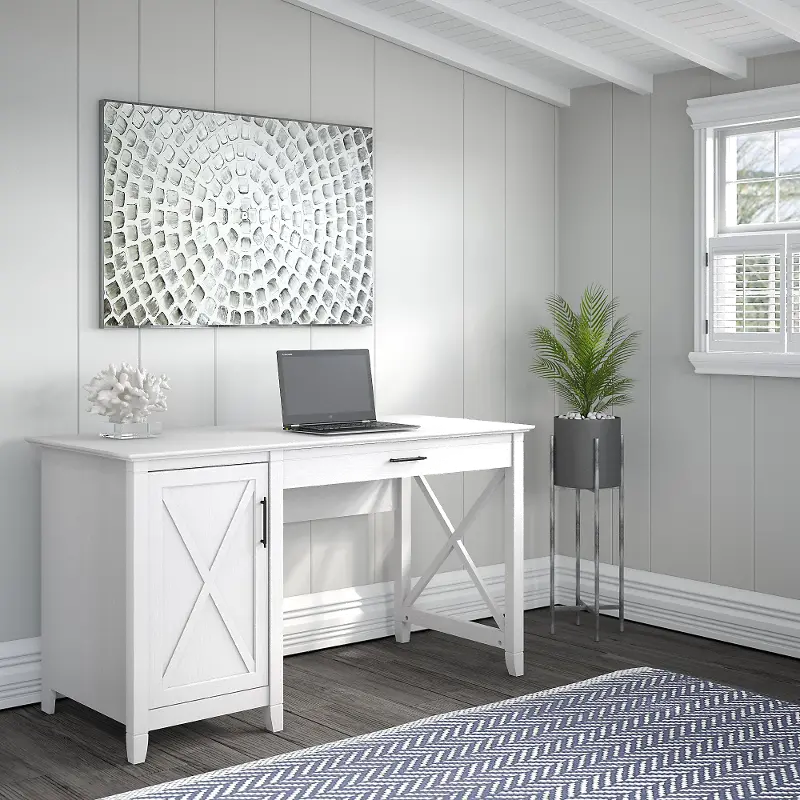Mayfield White Single Pedestal Desk - Bush Furniture