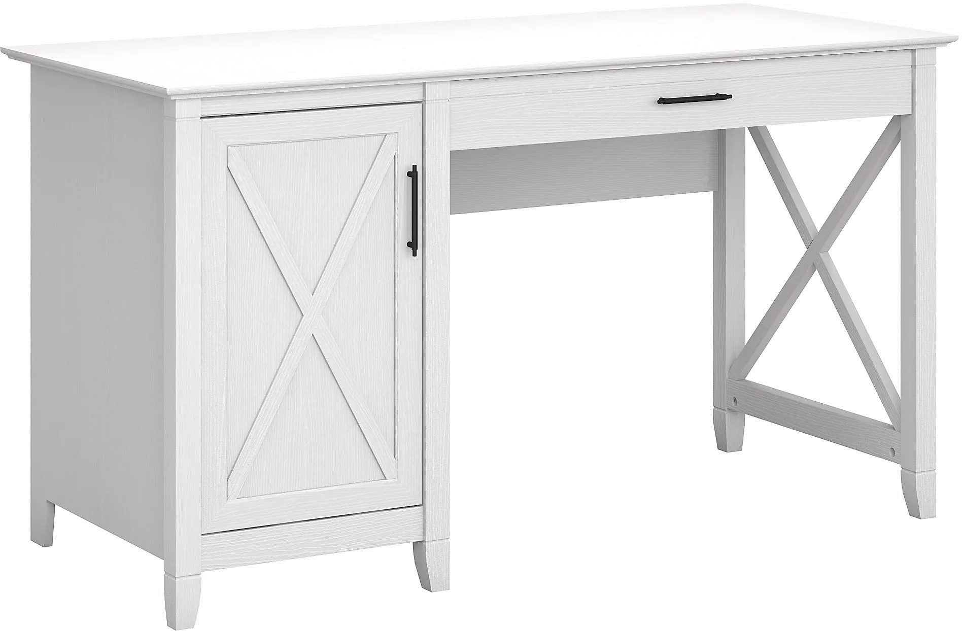 KWD154WT-03 Mayfield White Single Pedestal Desk - Bush Furniture-1