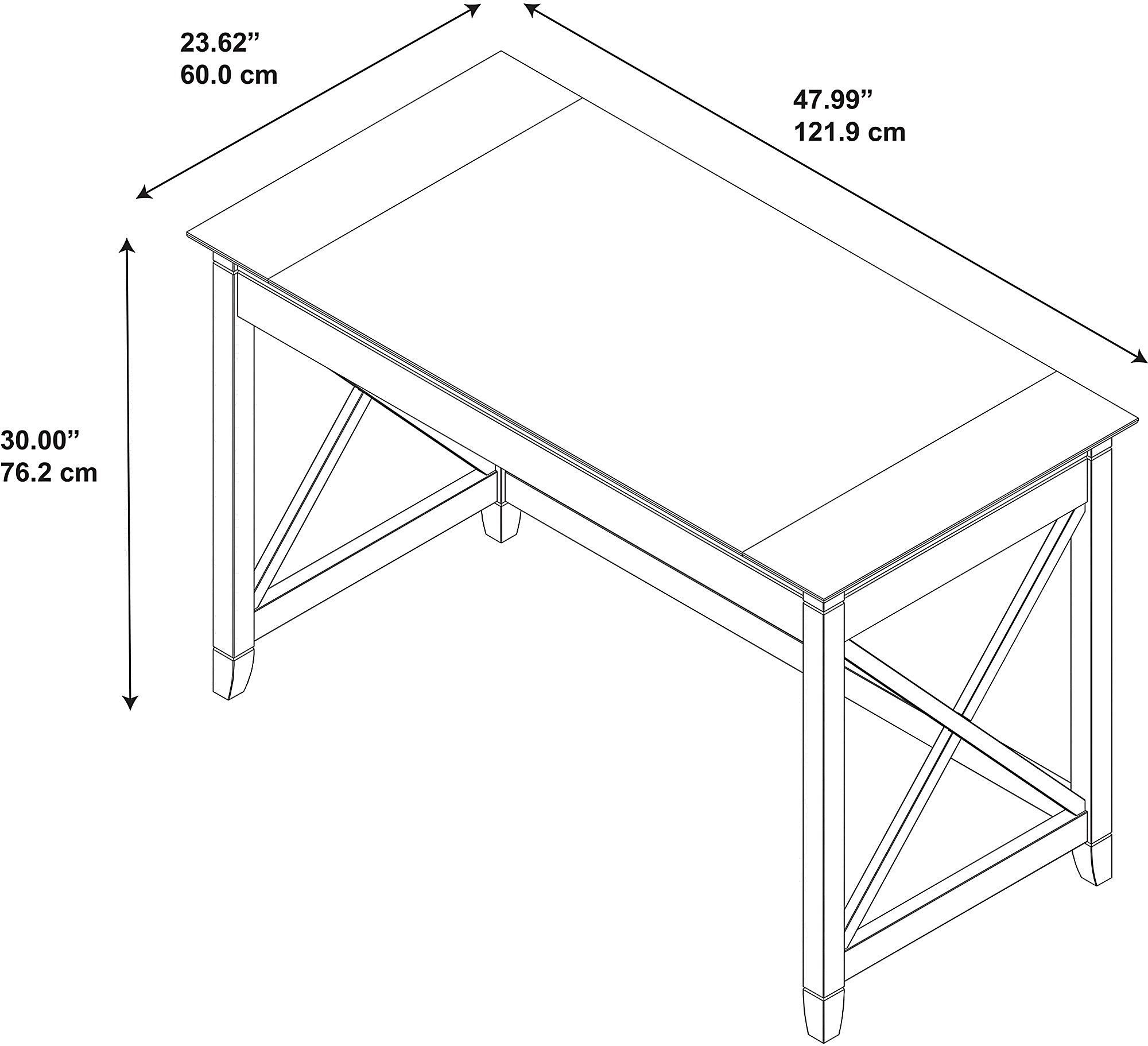 KWD148WT-03 Key West White 48  Writing Desk - Bush Furniture-6