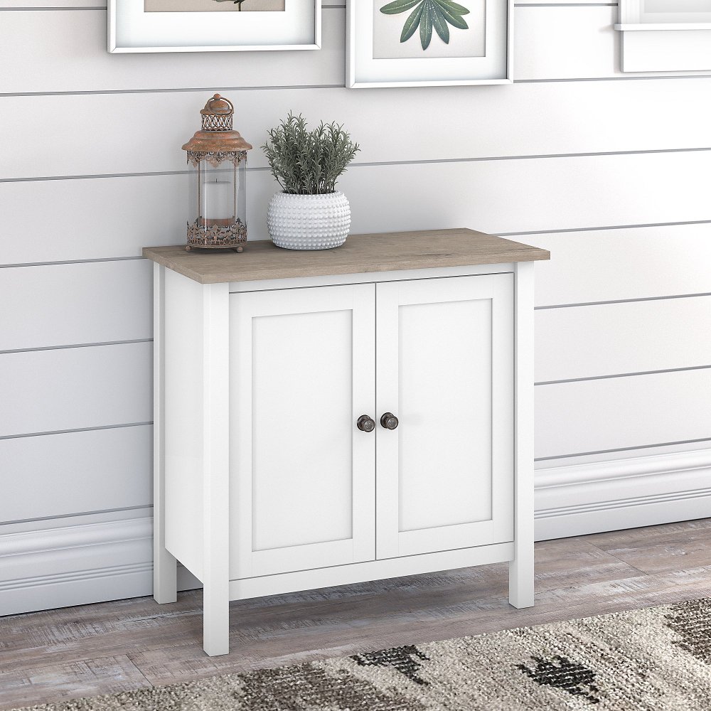 Mayfield White 2-Door Low Storage  - Bush Furniture