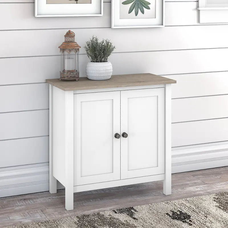 Mayfield White 2-Door Low Storage  - Bush Furniture