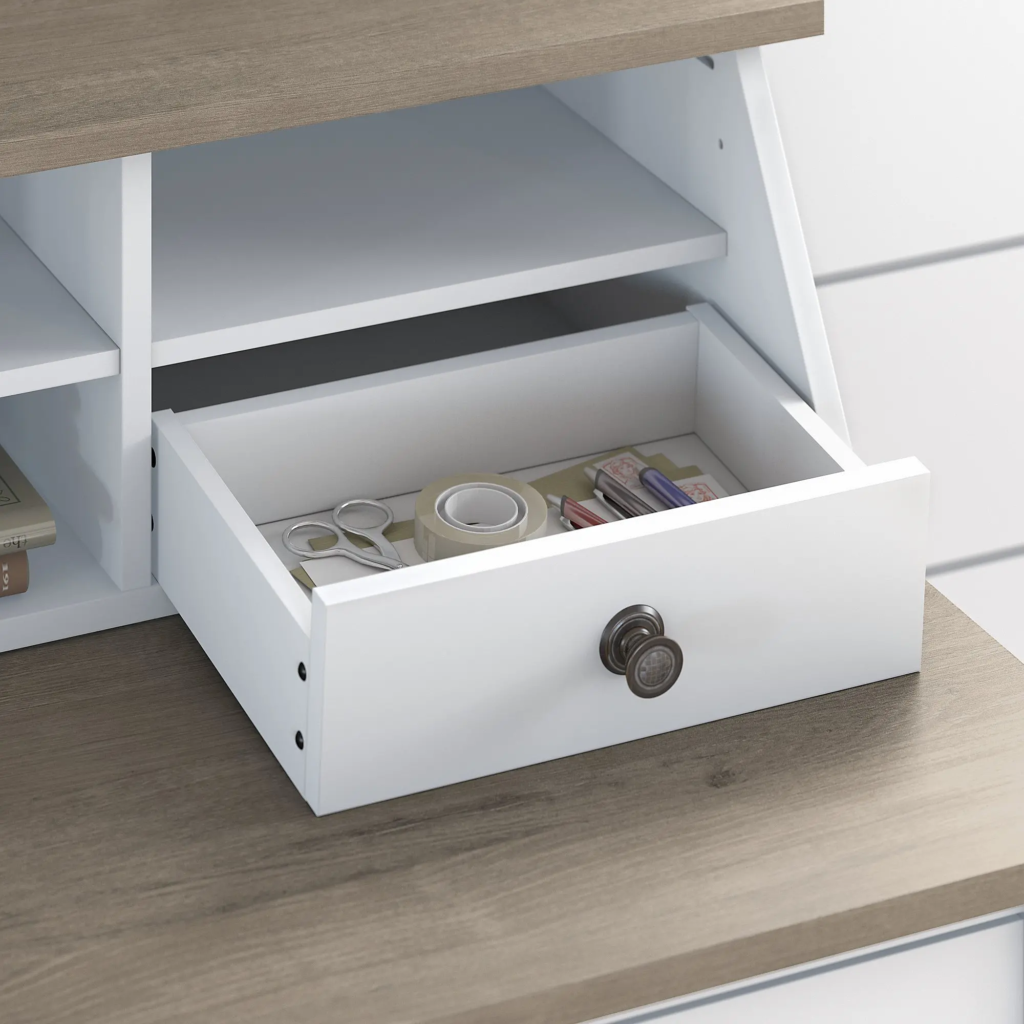 MAH154GW2-03 Mayfield White and Gray Desktop Organizer - Bush Furniture-5