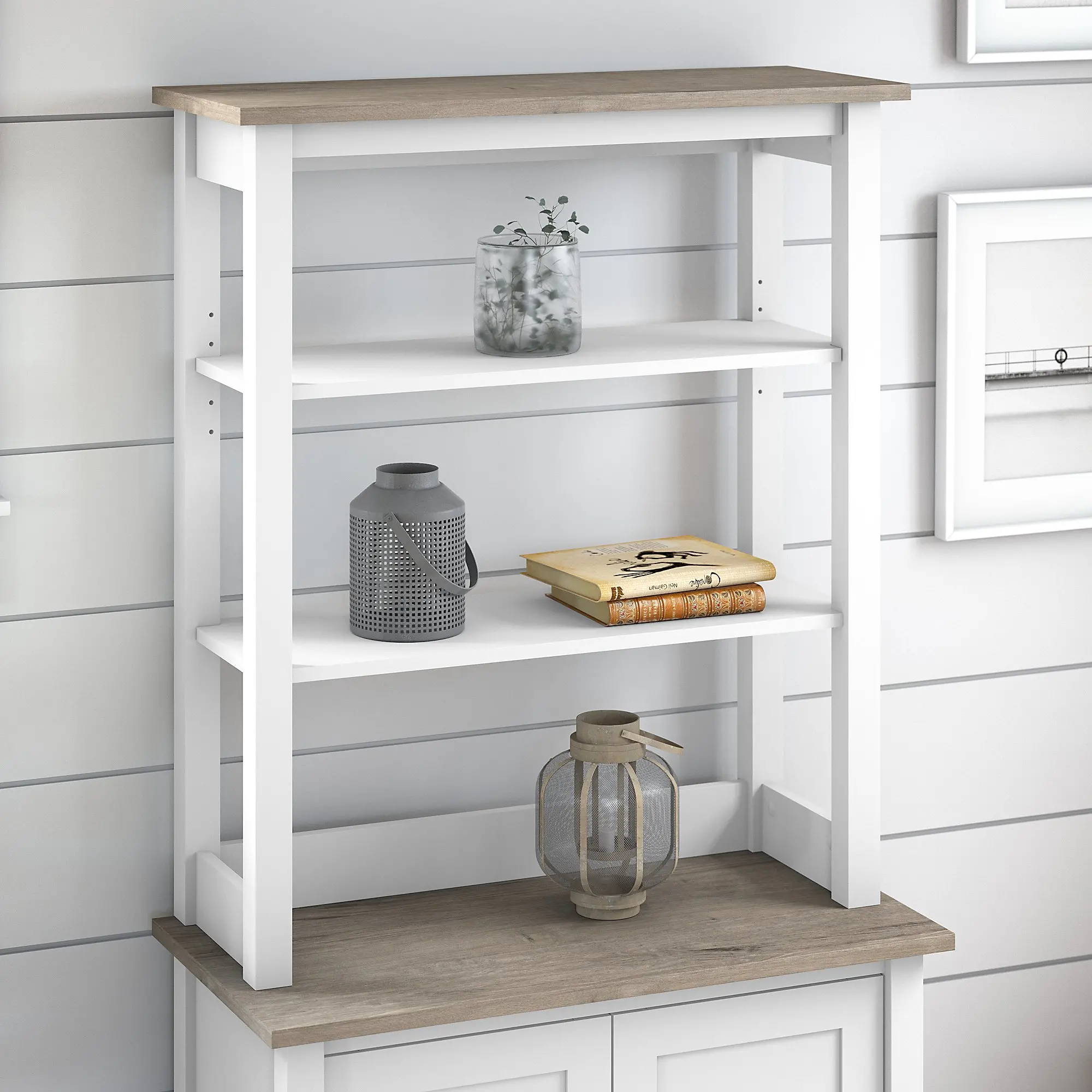 MAH131GW2-03 Mayfield White and Gray Storage Hutch-2