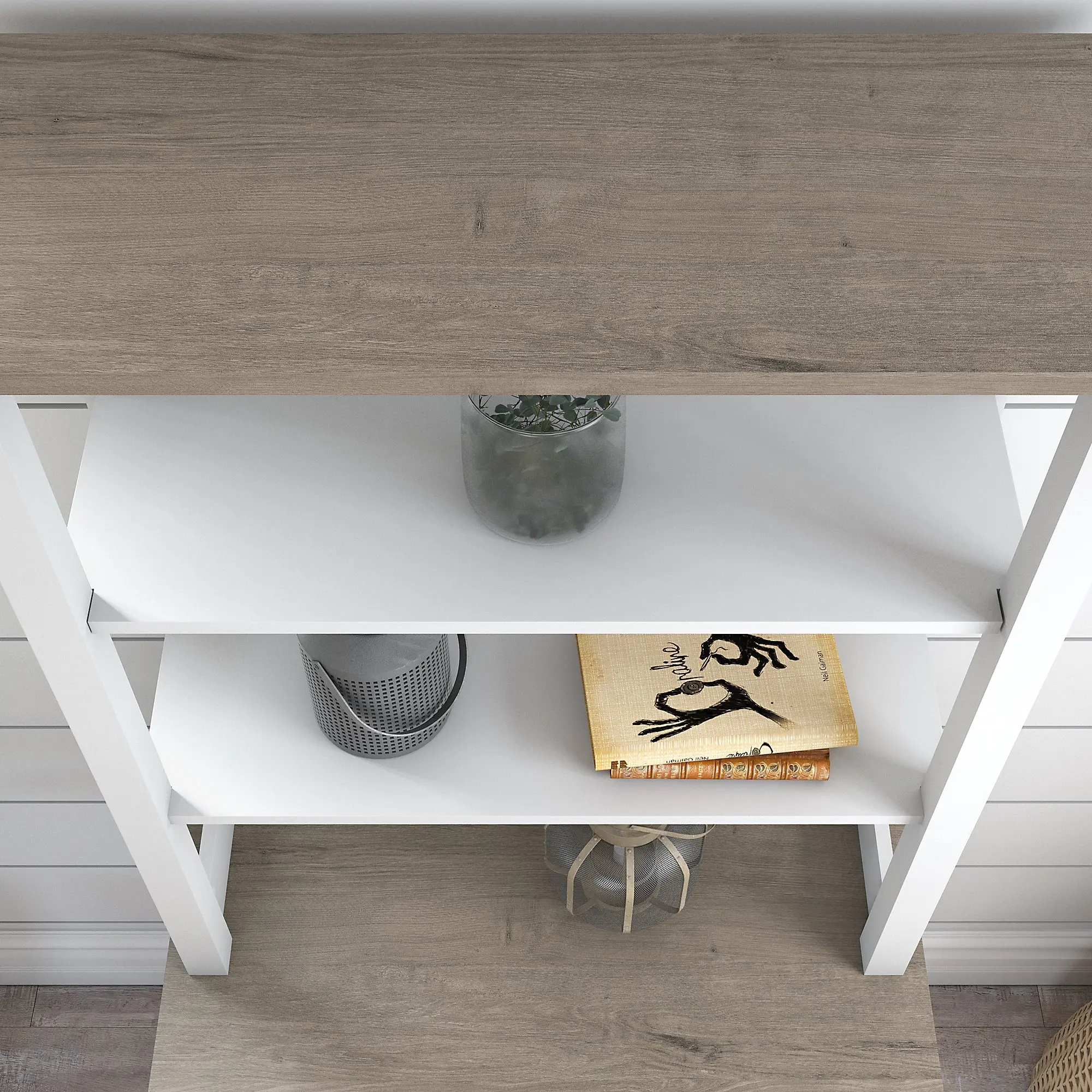 MAH131GW2-03 Mayfield White and Gray Storage Hutch-4