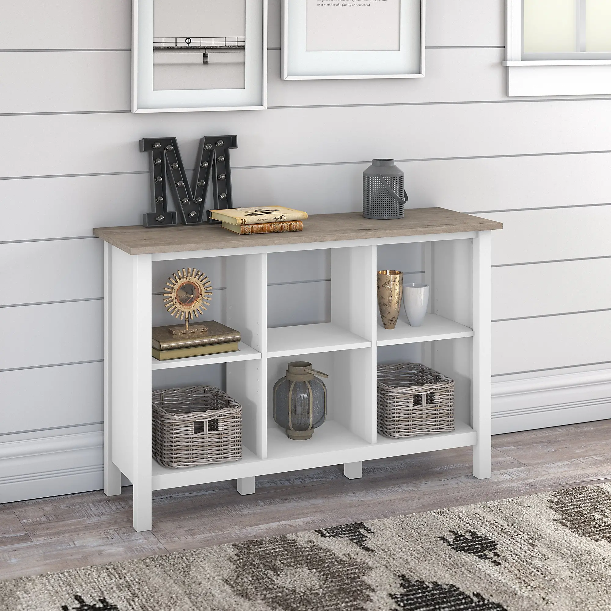 MAB145GW2-03 White and Gray 6-Cube Bookcase - Bush Furniture-2