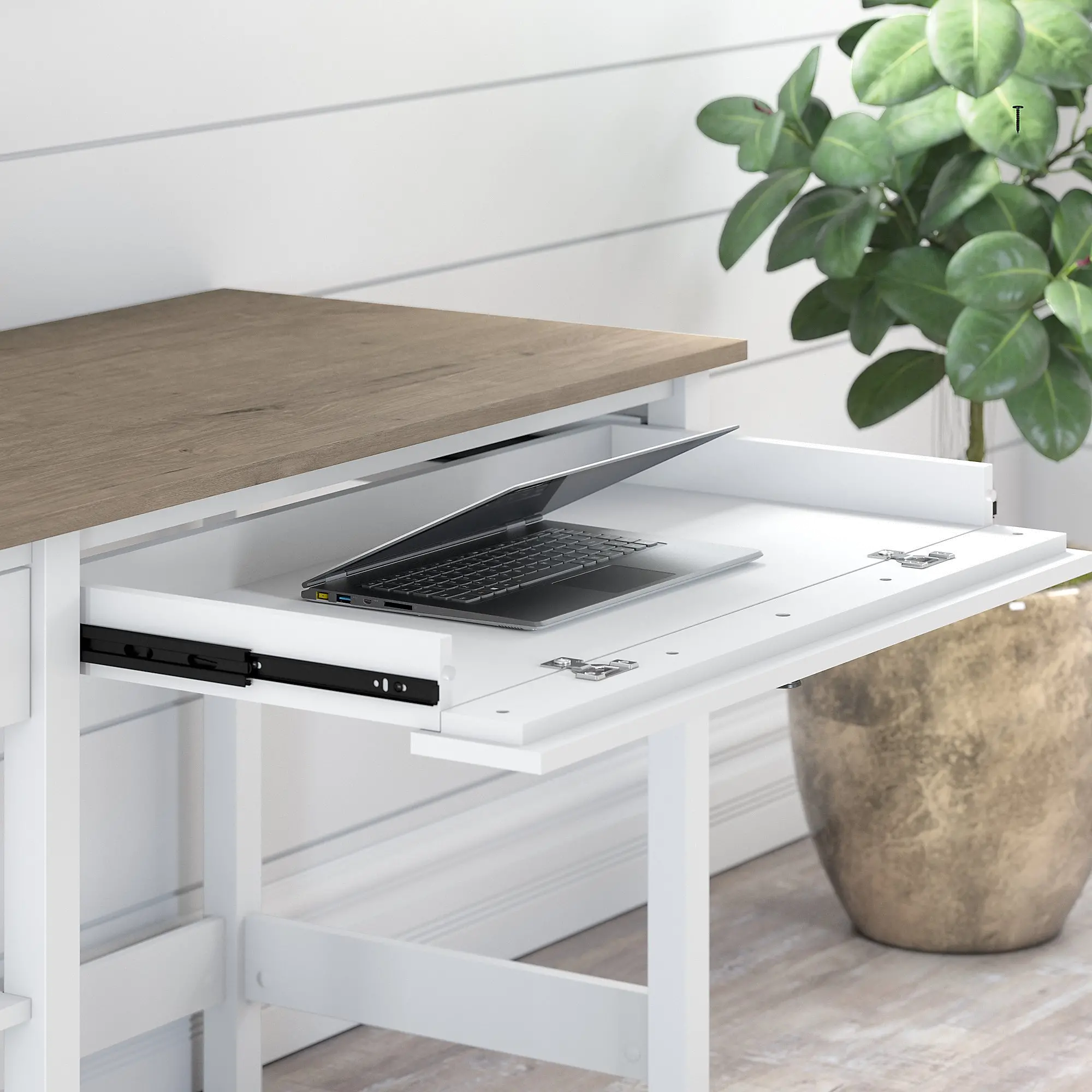 MAD154GW2-03 White and Gray Open Storage Desk - Bush Furniture-4