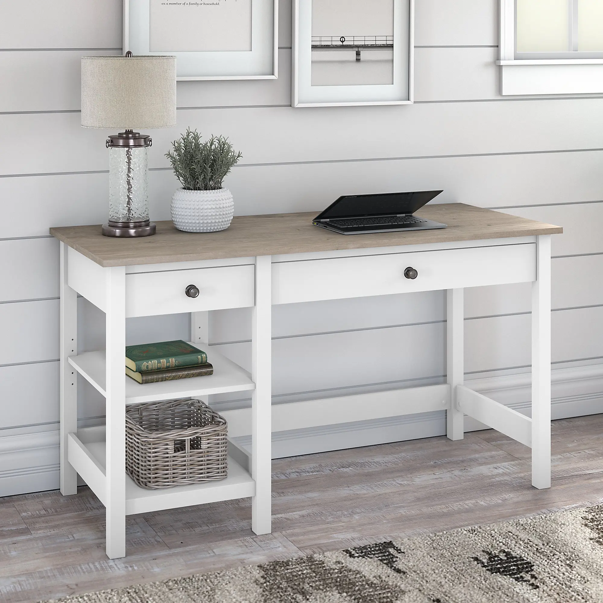 MAD154GW2-03 White and Gray Open Storage Desk-2