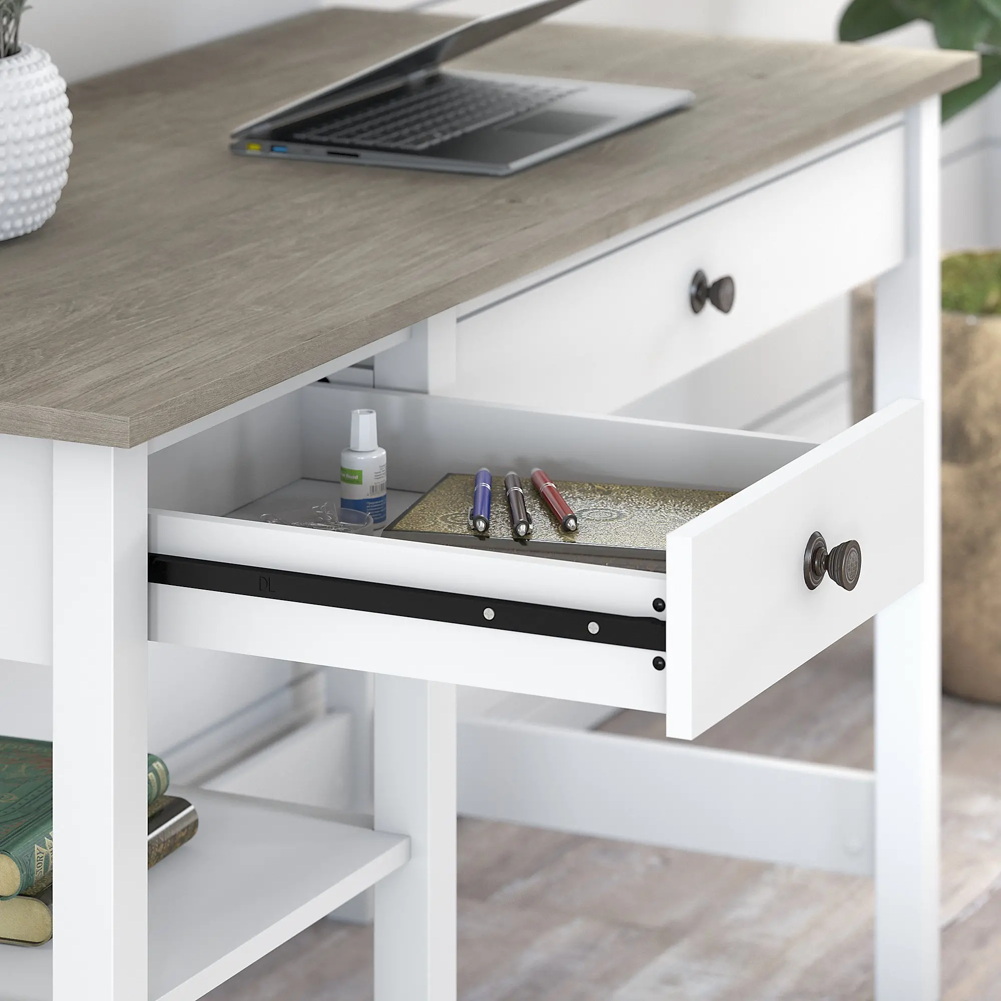 MAD154GW2-03 White and Gray Open Storage Desk-4