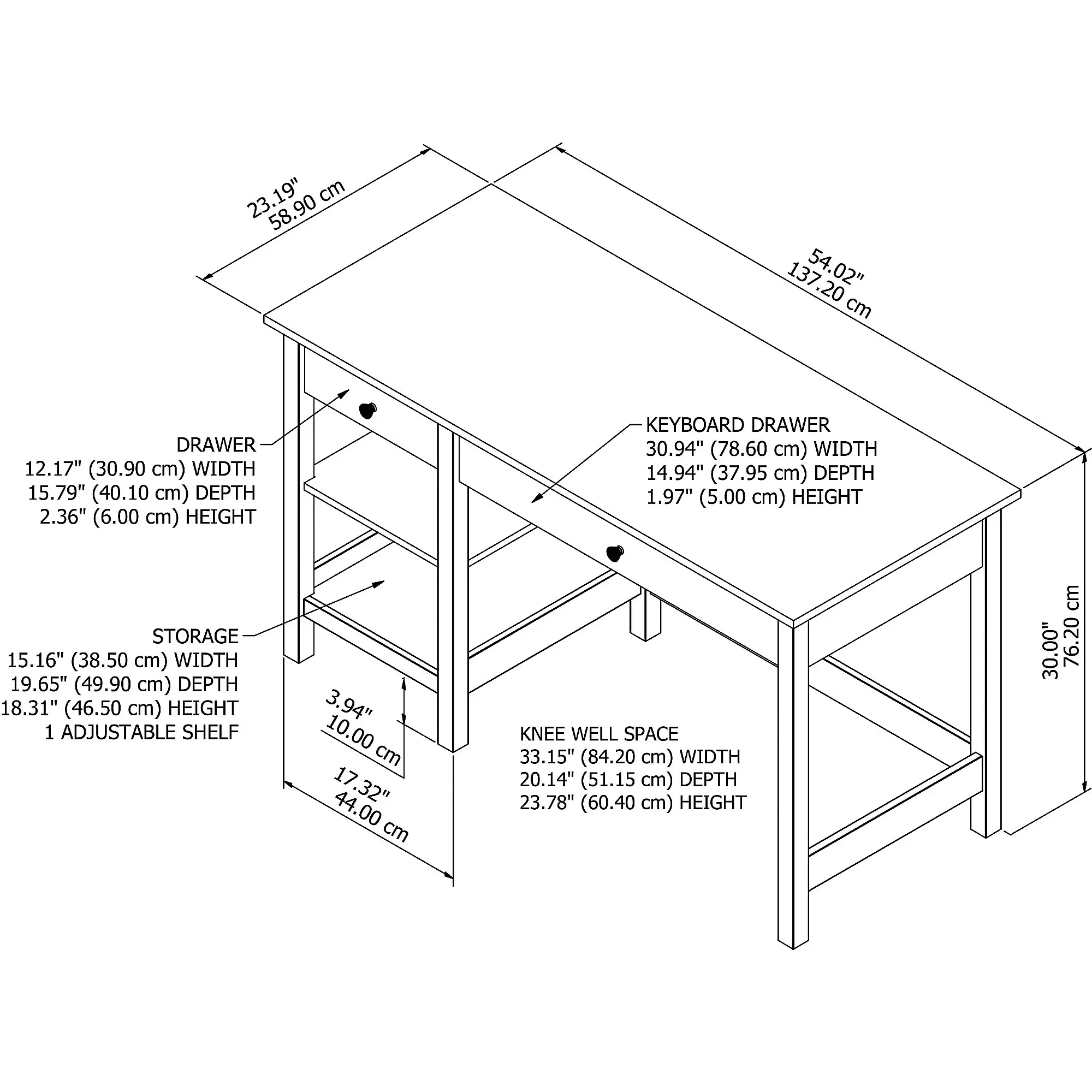 MAD154GW2-03 White and Gray Open Storage Desk-3