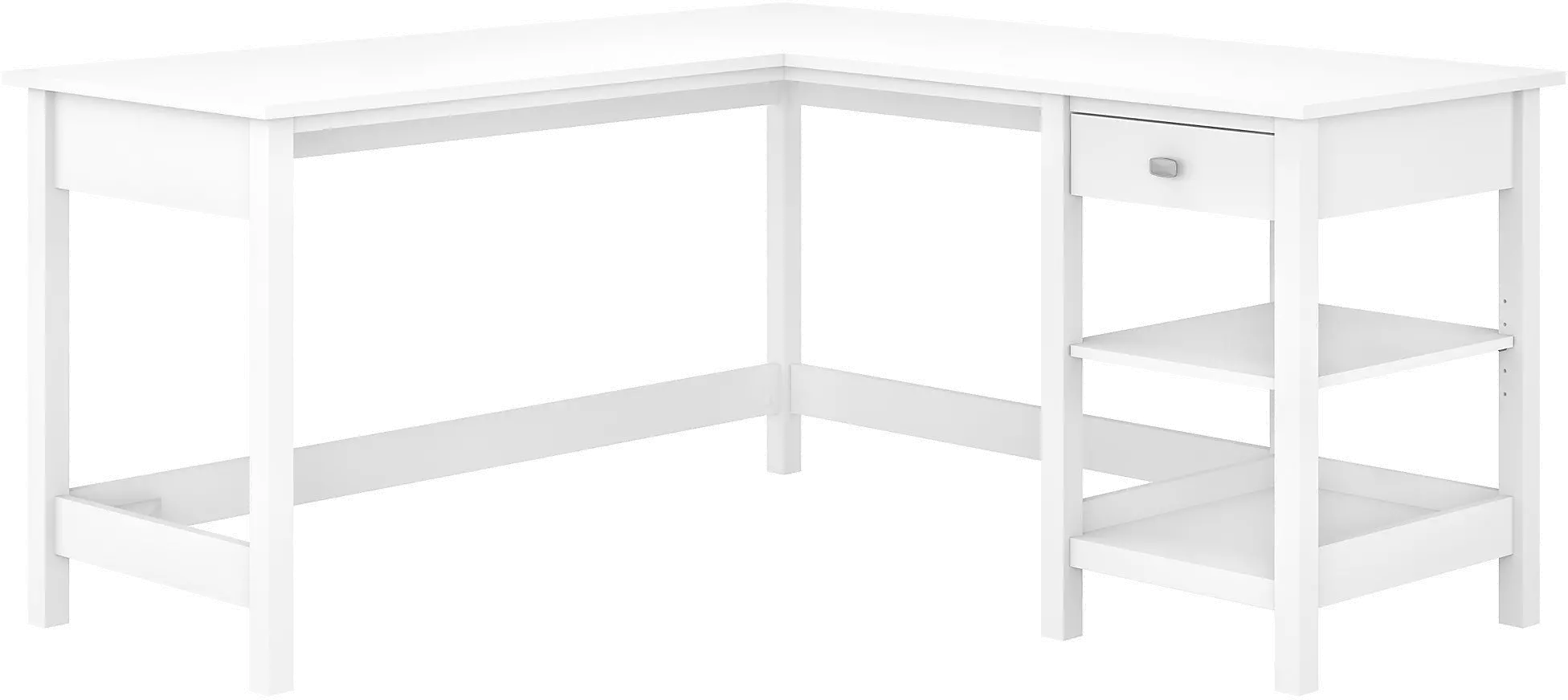BDD260WH-03 Pure White Single Pedestal L-Desk - Bush Furniture-1